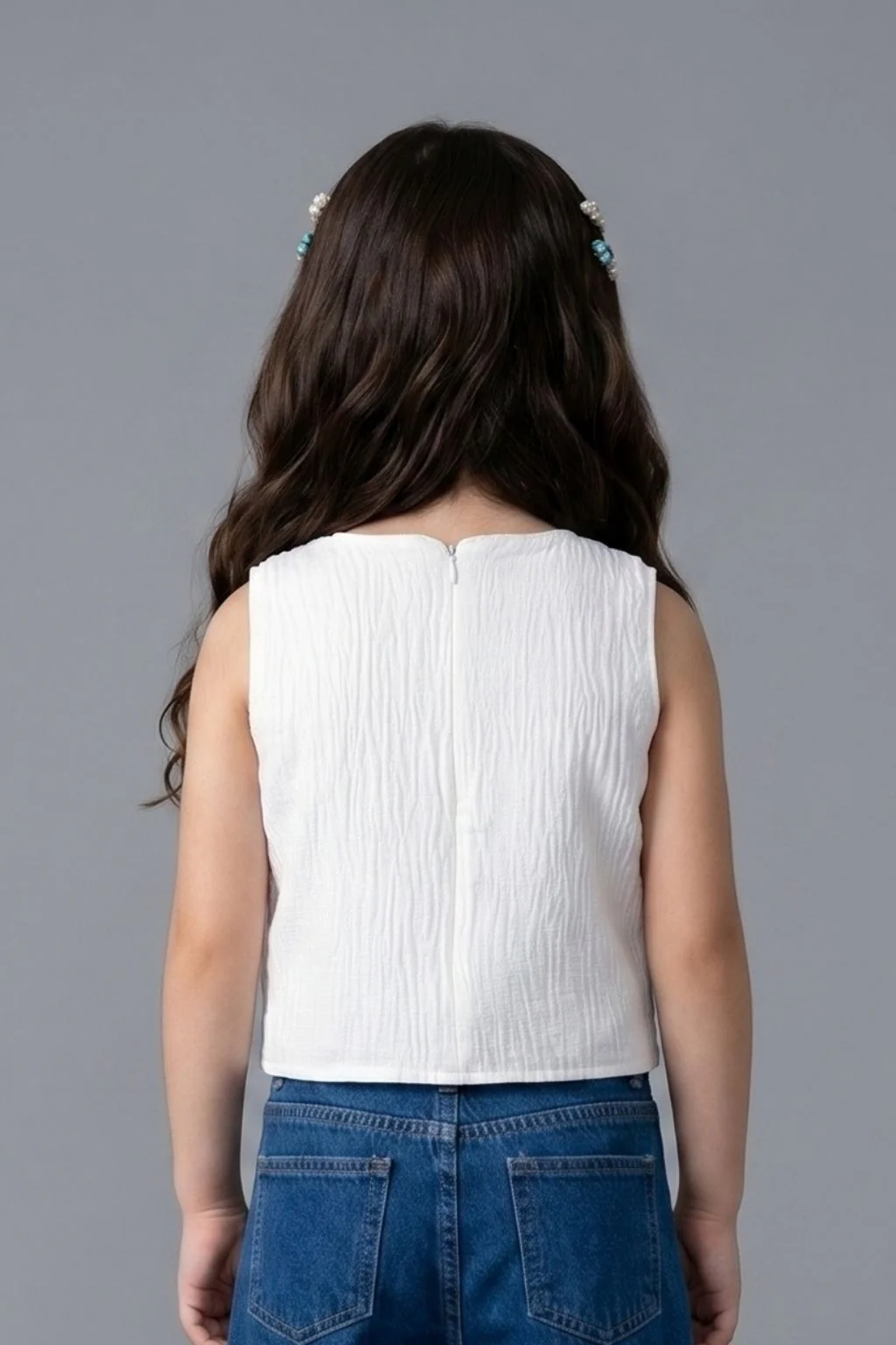 Off-White Sequin Sleeveless Party Top TG6524 - Image 2
