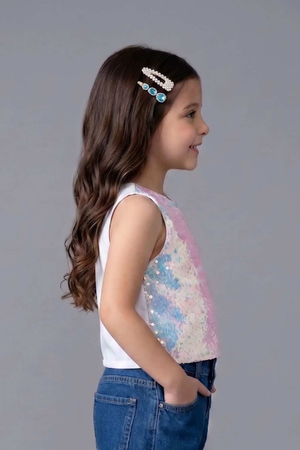 Off-White Sequin Sleeveless Party Top TG6524 - Image 3