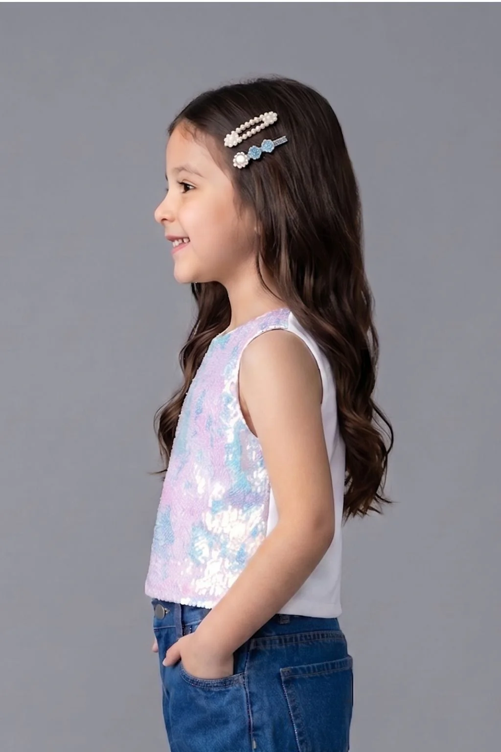 Off-White Sequin Sleeveless Party Top TG6524 - Image 4