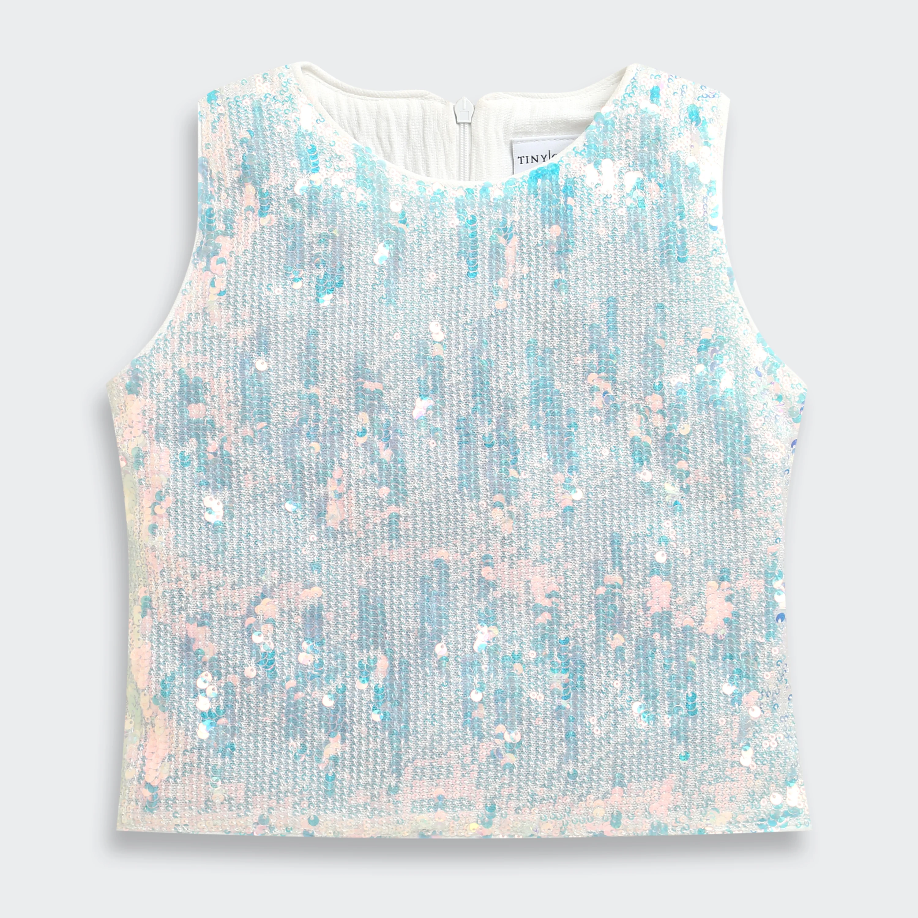 Off-White Sequin Sleeveless Party Top TG6524 - Image 5