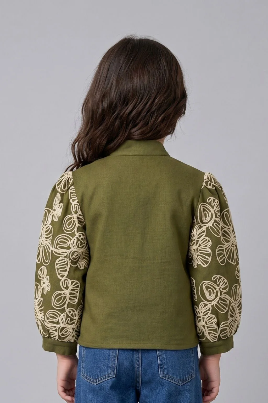 Olive Green Embroidered Top TG6484 - Image 2