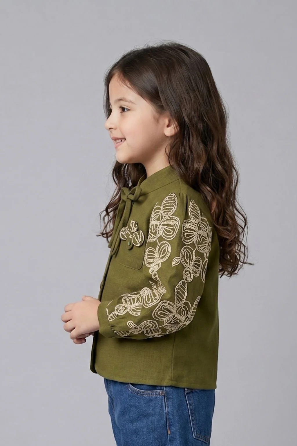 Olive Green Embroidered Top TG6484 - Image 4