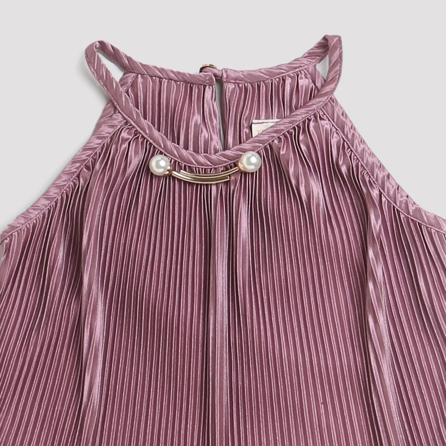Onion Pink Pleated Satin Halter Top TG5047 - Image 8