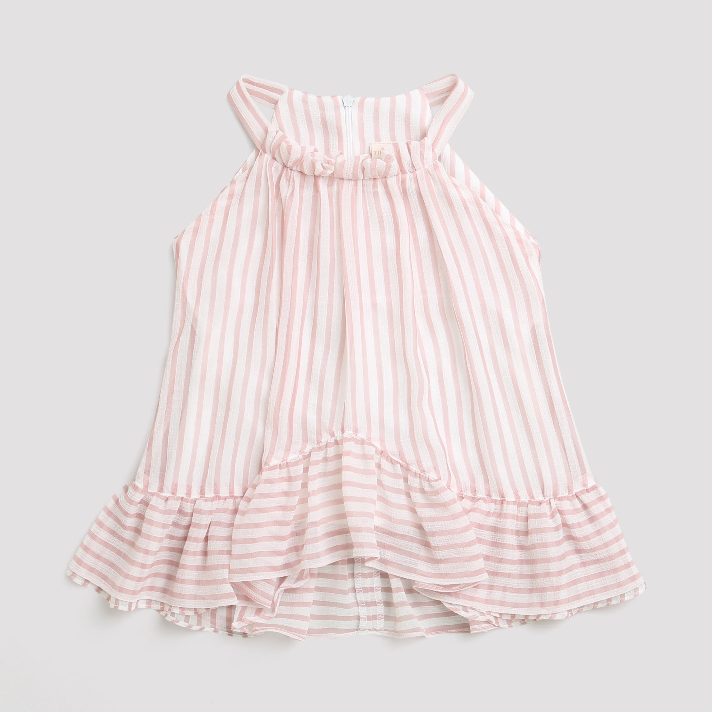 Onion Pink Stripe Halter Neck Ruffle Dress TG6000 - Image 5