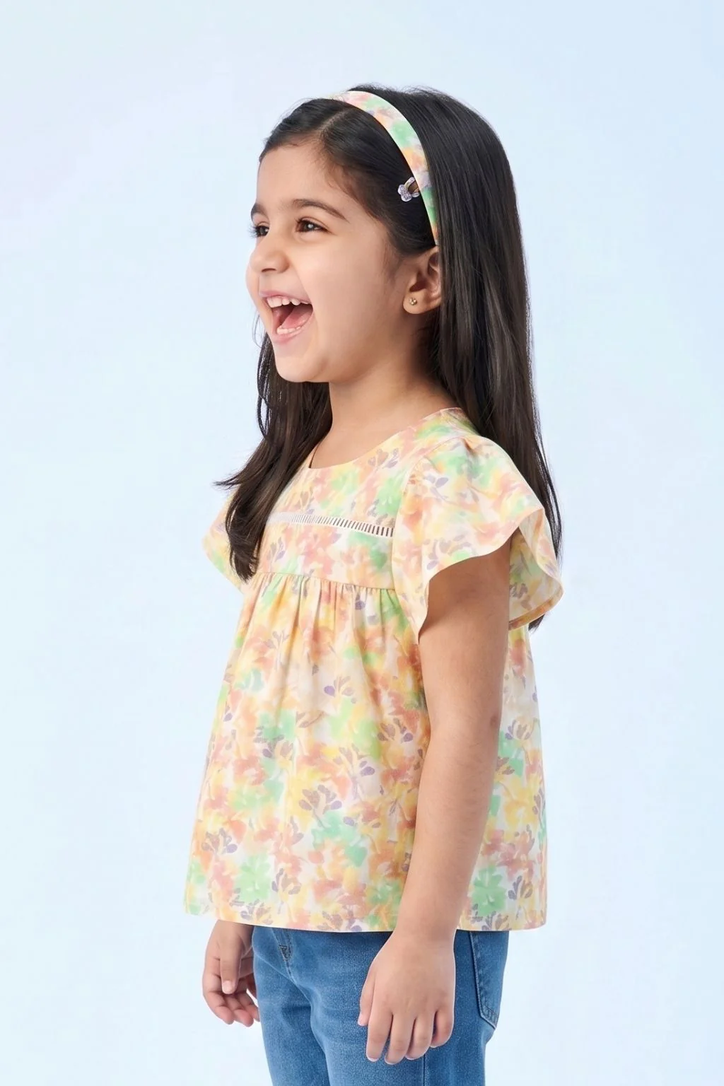 Pastel Floral Flutter Sleeve Top TG6342 - Image 3