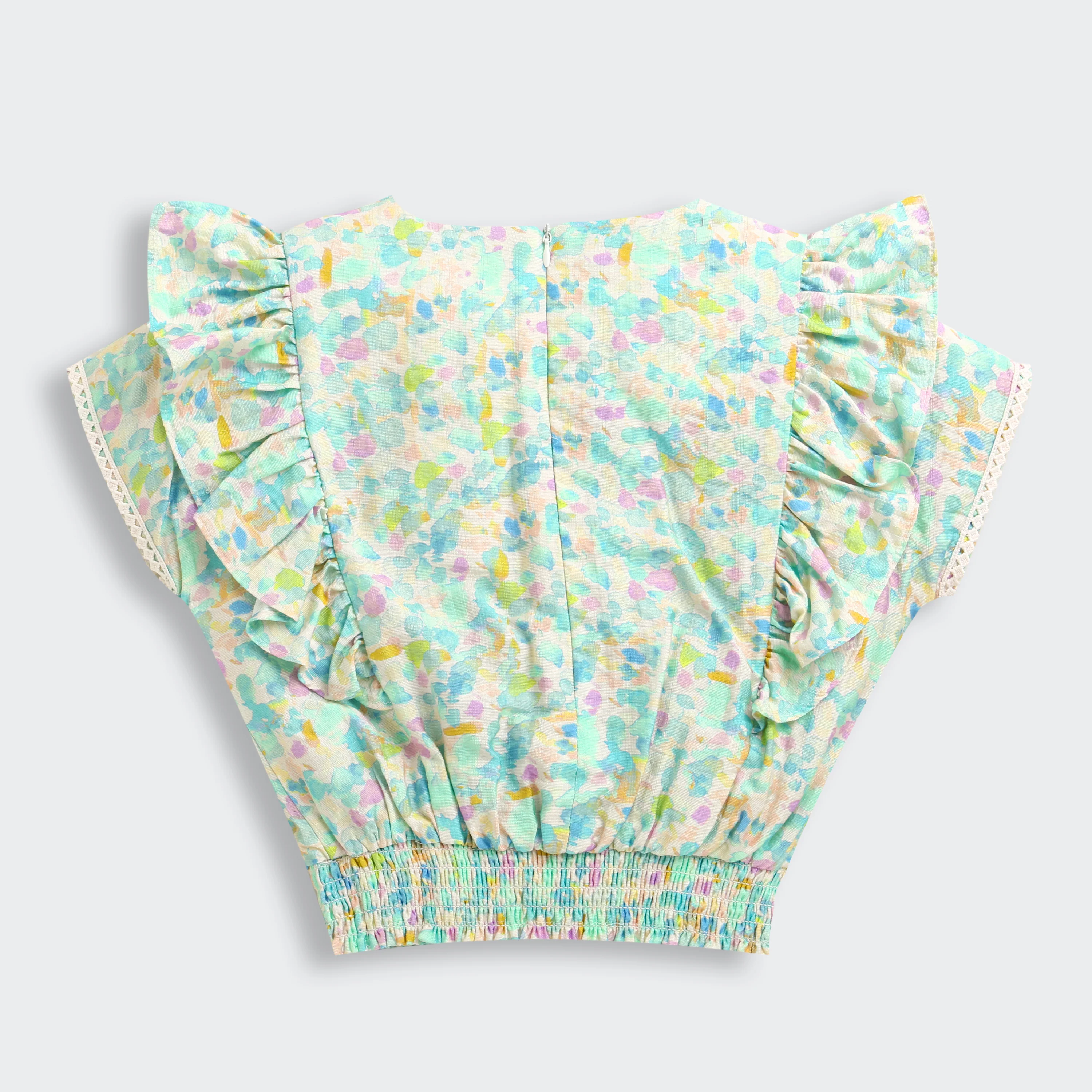 Pastel Floral Printed Ruffle Sleeve Top TG6398 - Image 6