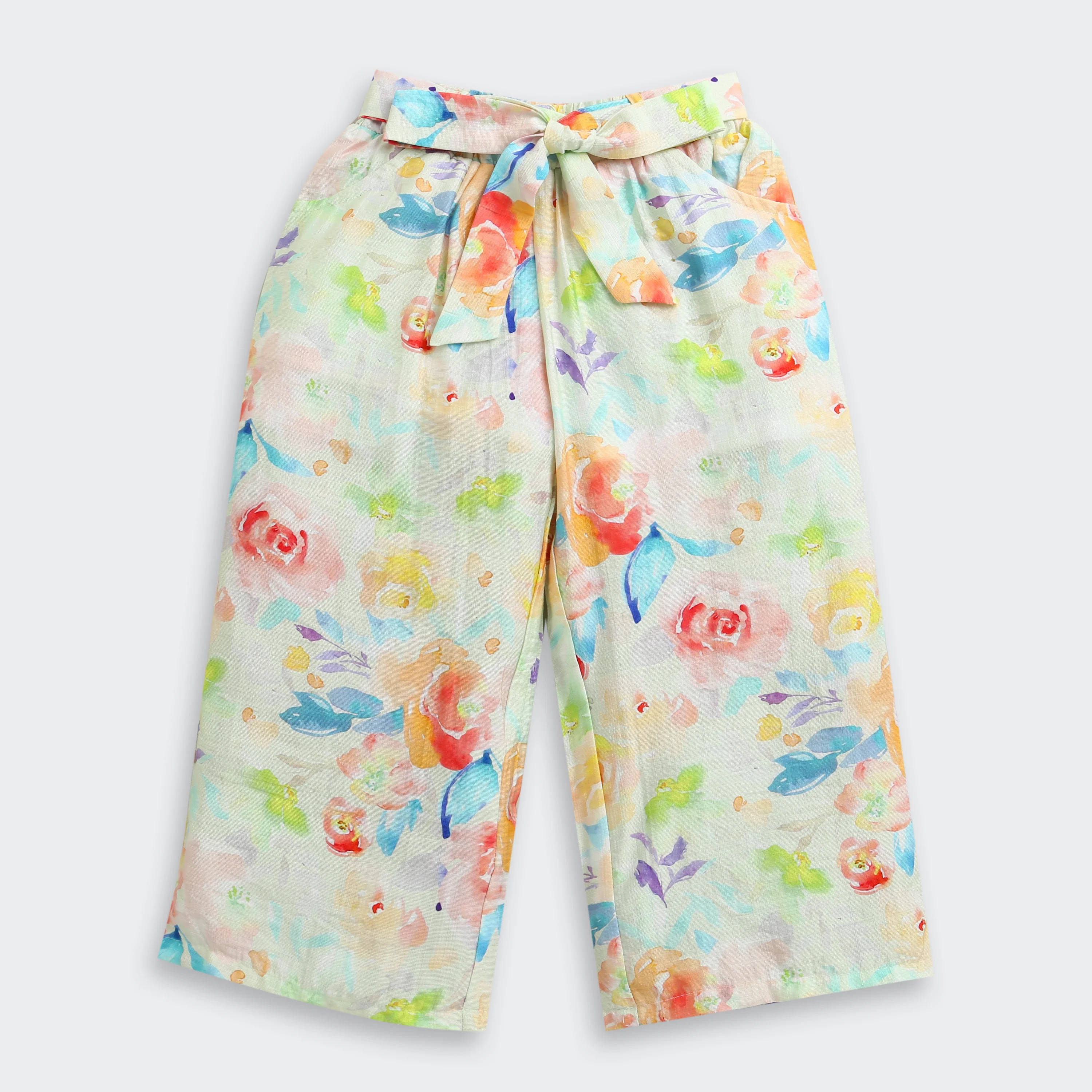 Pastel Floral Puff Sleeve Top & Wide-Leg Pants Co-Ord Set 3144 - Image 10