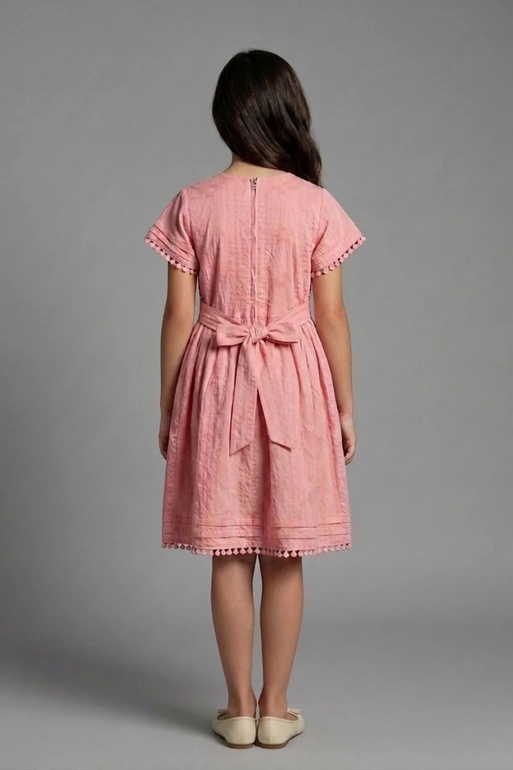 Peach Cotton A-Line Dress M2589 - Image 2