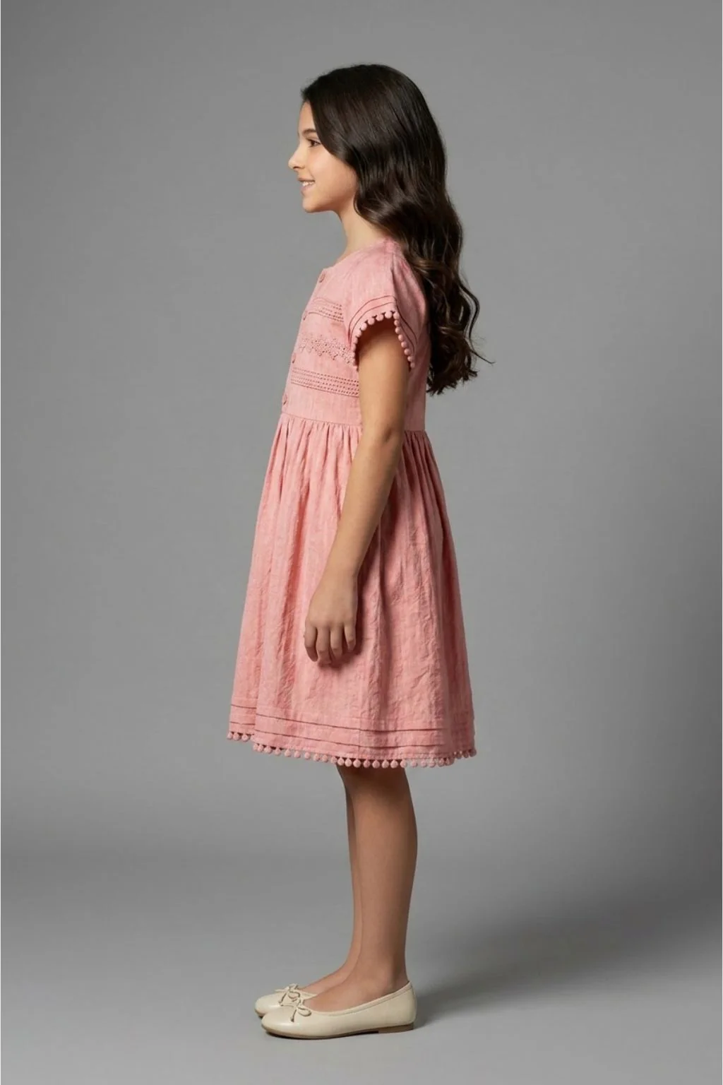 Peach Cotton A-Line Dress M2589 - Image 4