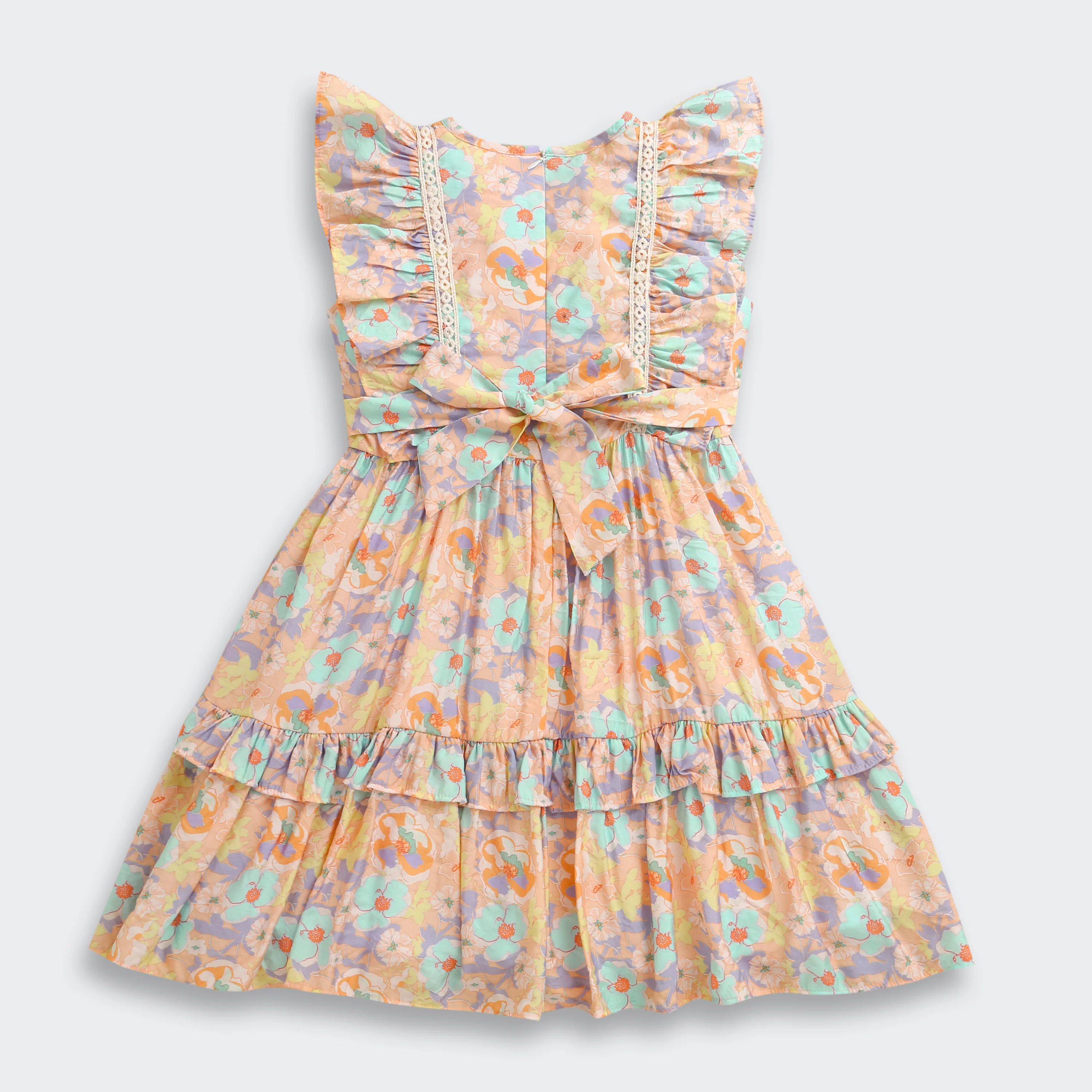 Peach Floral Ruffle Tiered Dress M2430 - Image 6