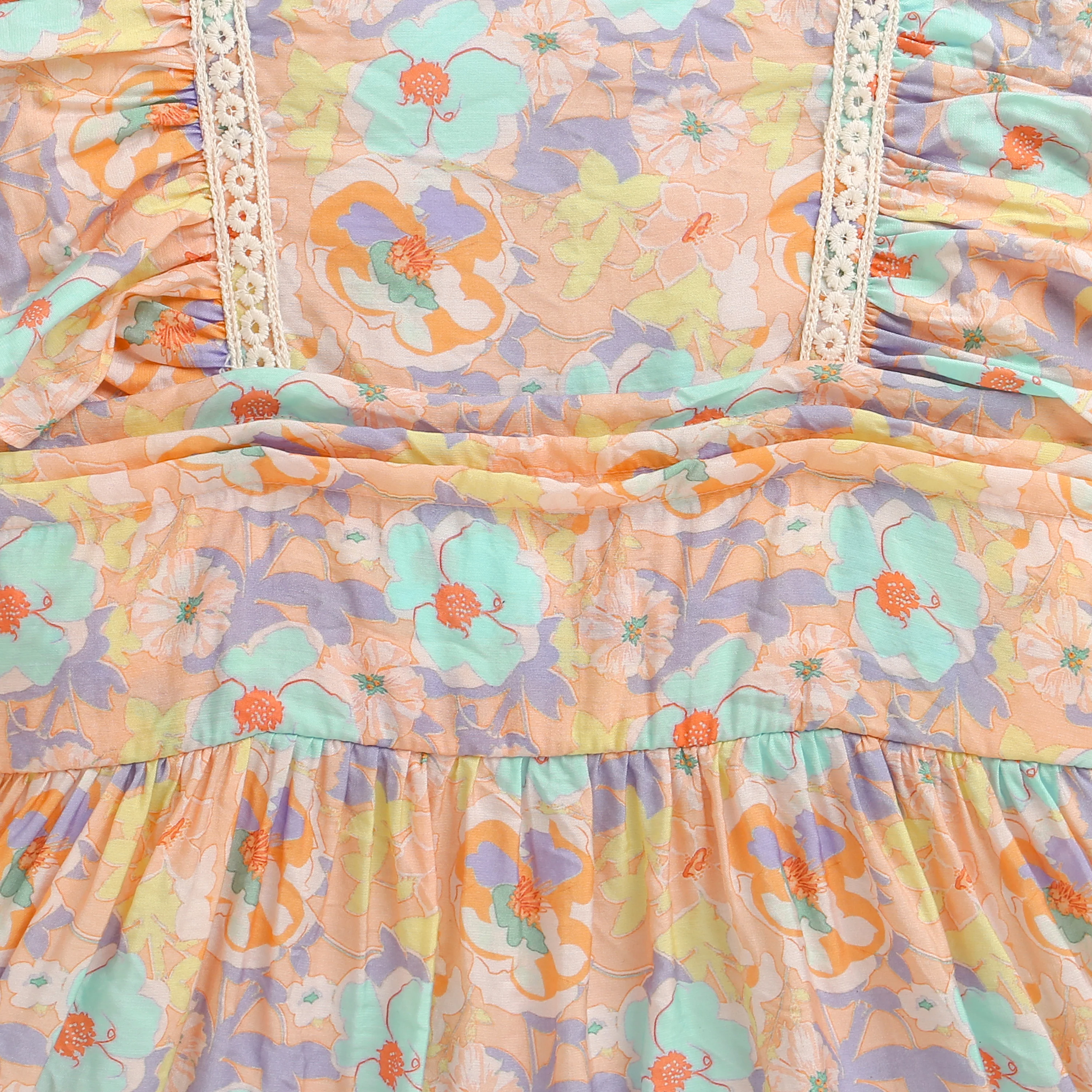 Peach Floral Ruffle Tiered Dress M2430 - Image 8