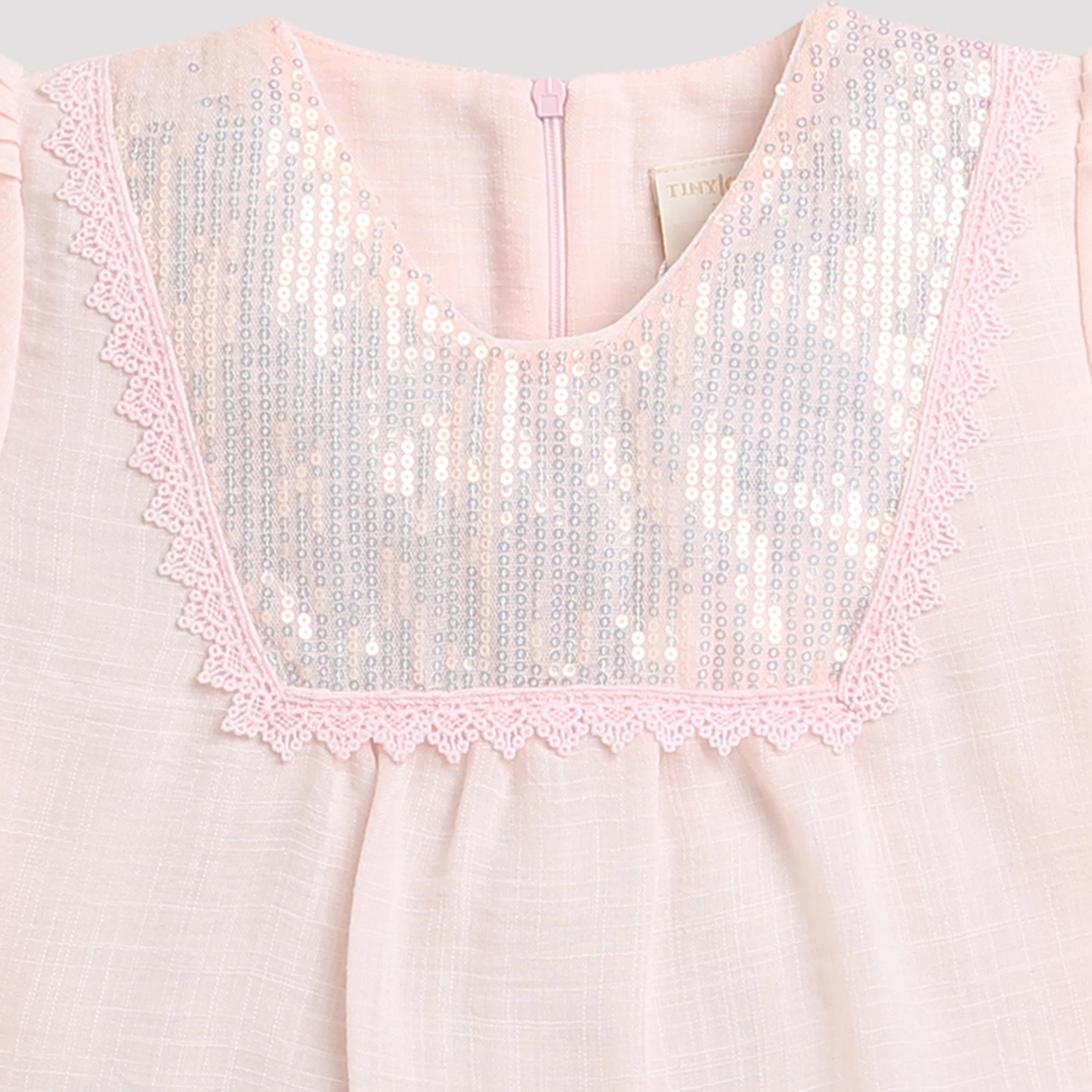Peach Sequin Yoke Puff Sleeve Top TG5064 - Image 7