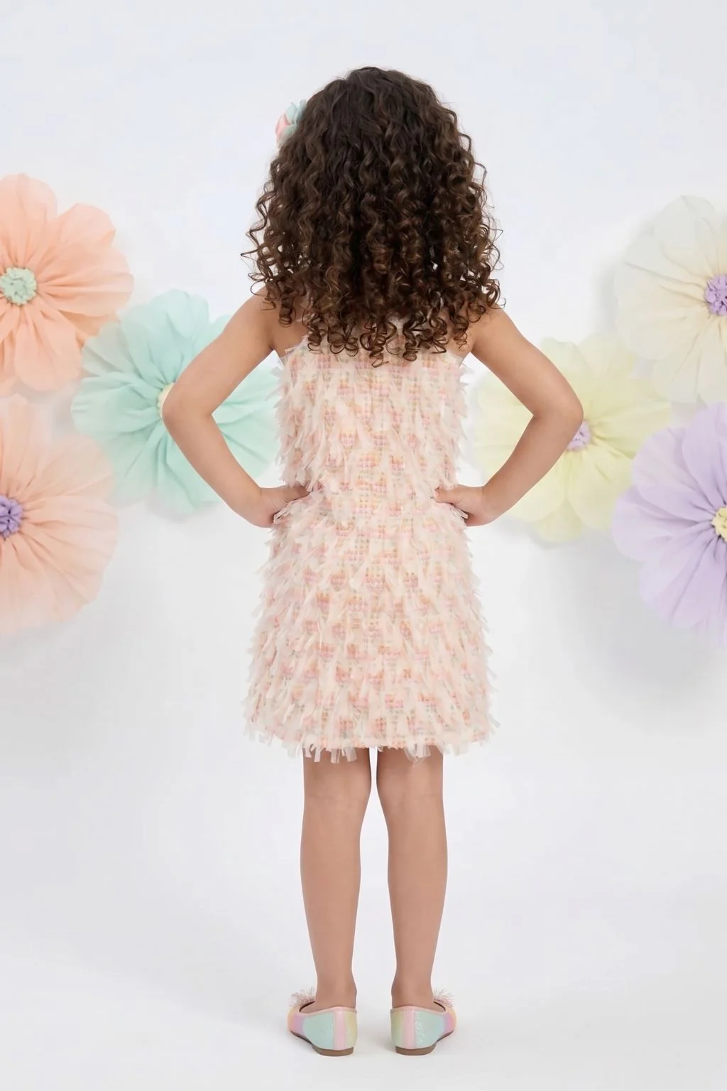 Peach Sleeveless Printed Shift Dress M2404 - Image 2