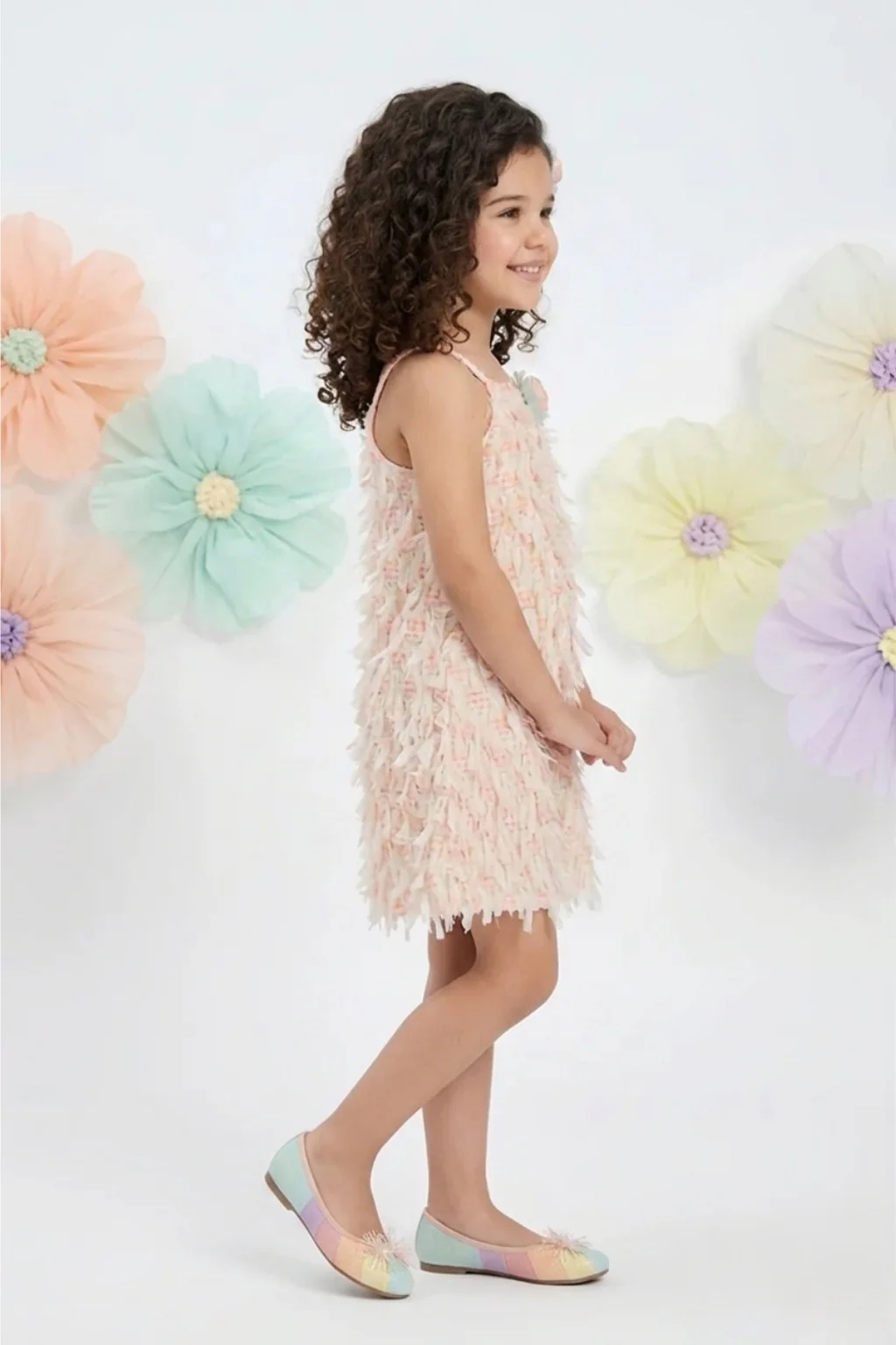 Peach Sleeveless Printed Shift Dress M2404 - Image 3