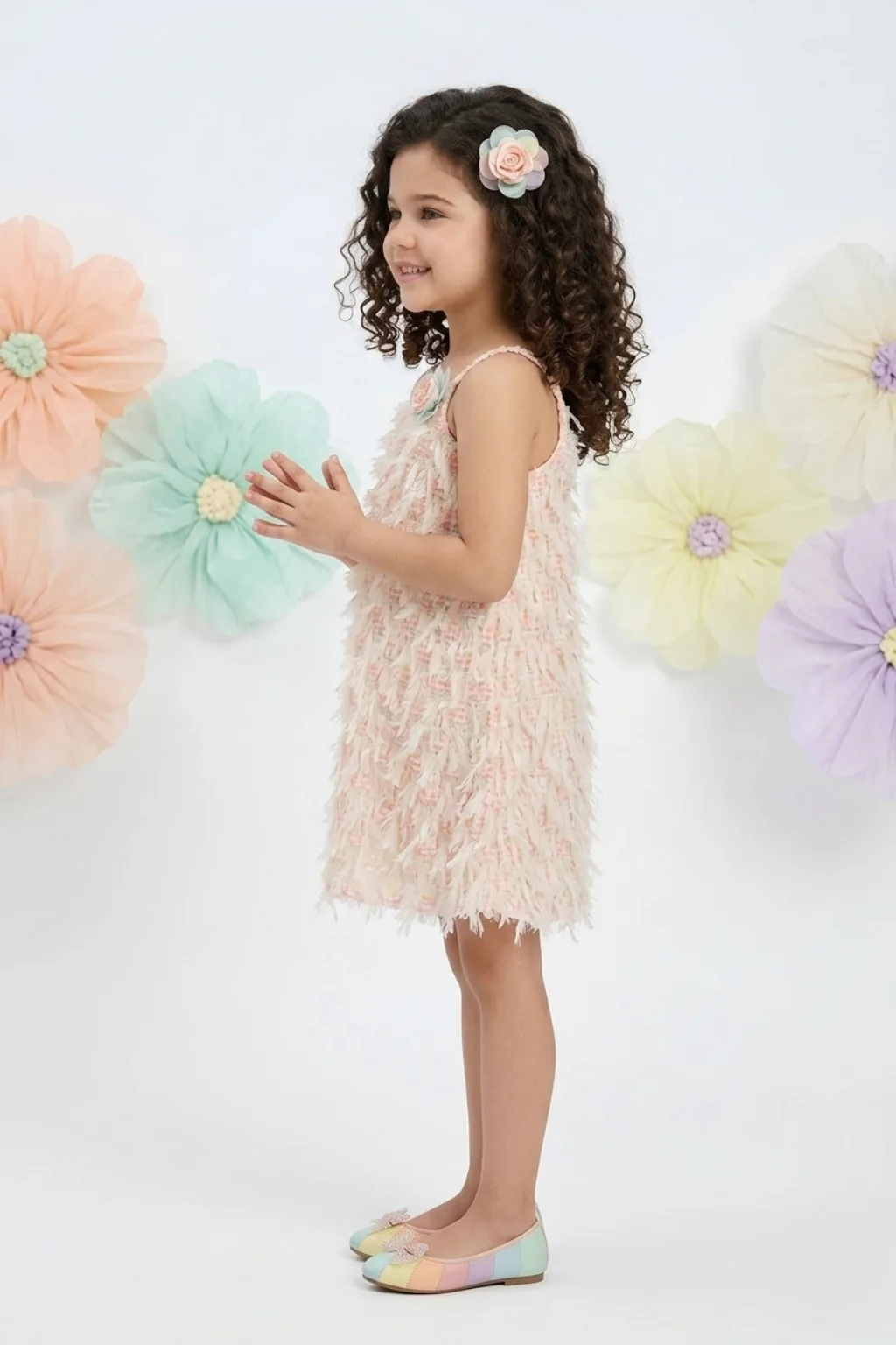 Peach Sleeveless Printed Shift Dress M2404 - Image 4