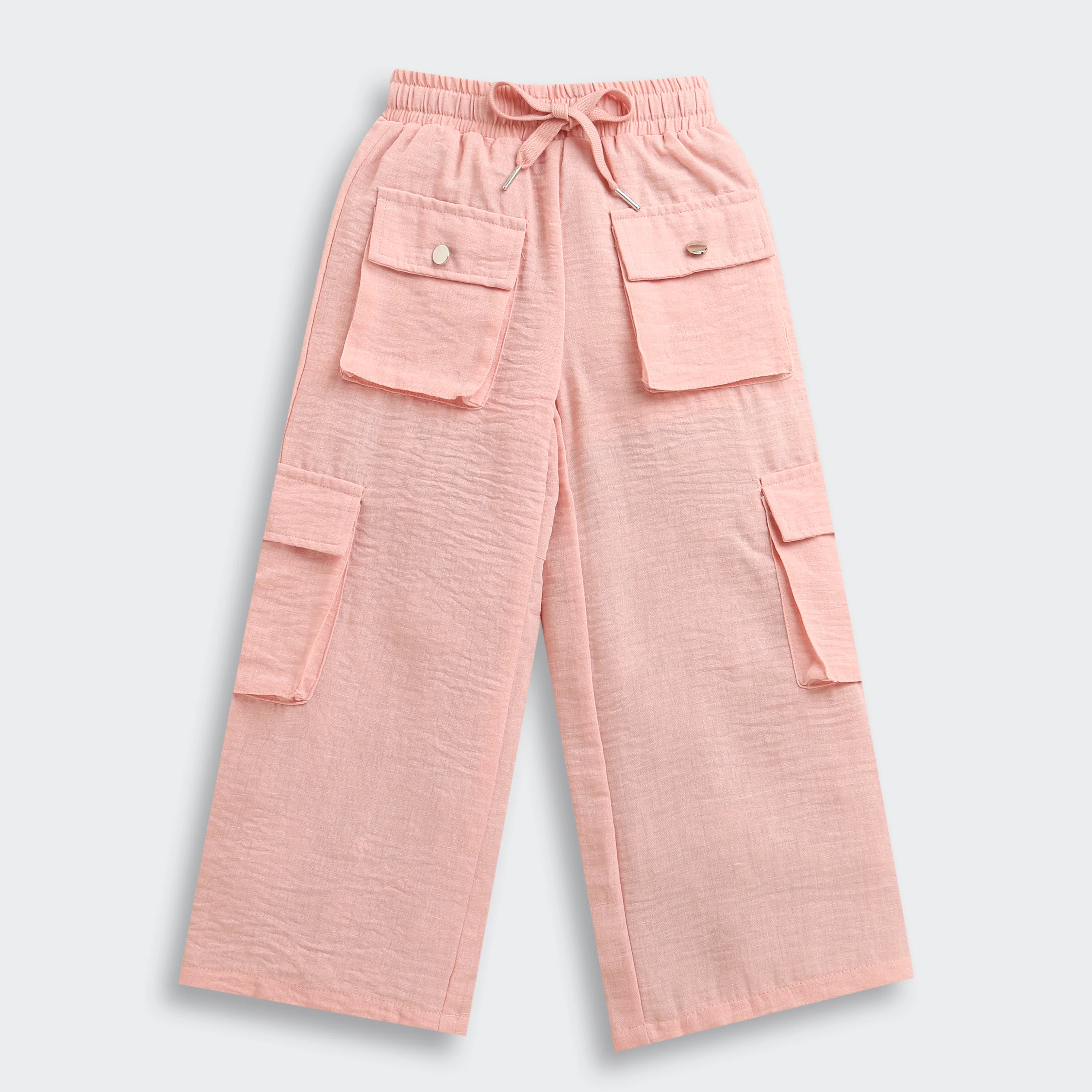 Peach Soild Wide-Leg Pants P1650 - Image 5