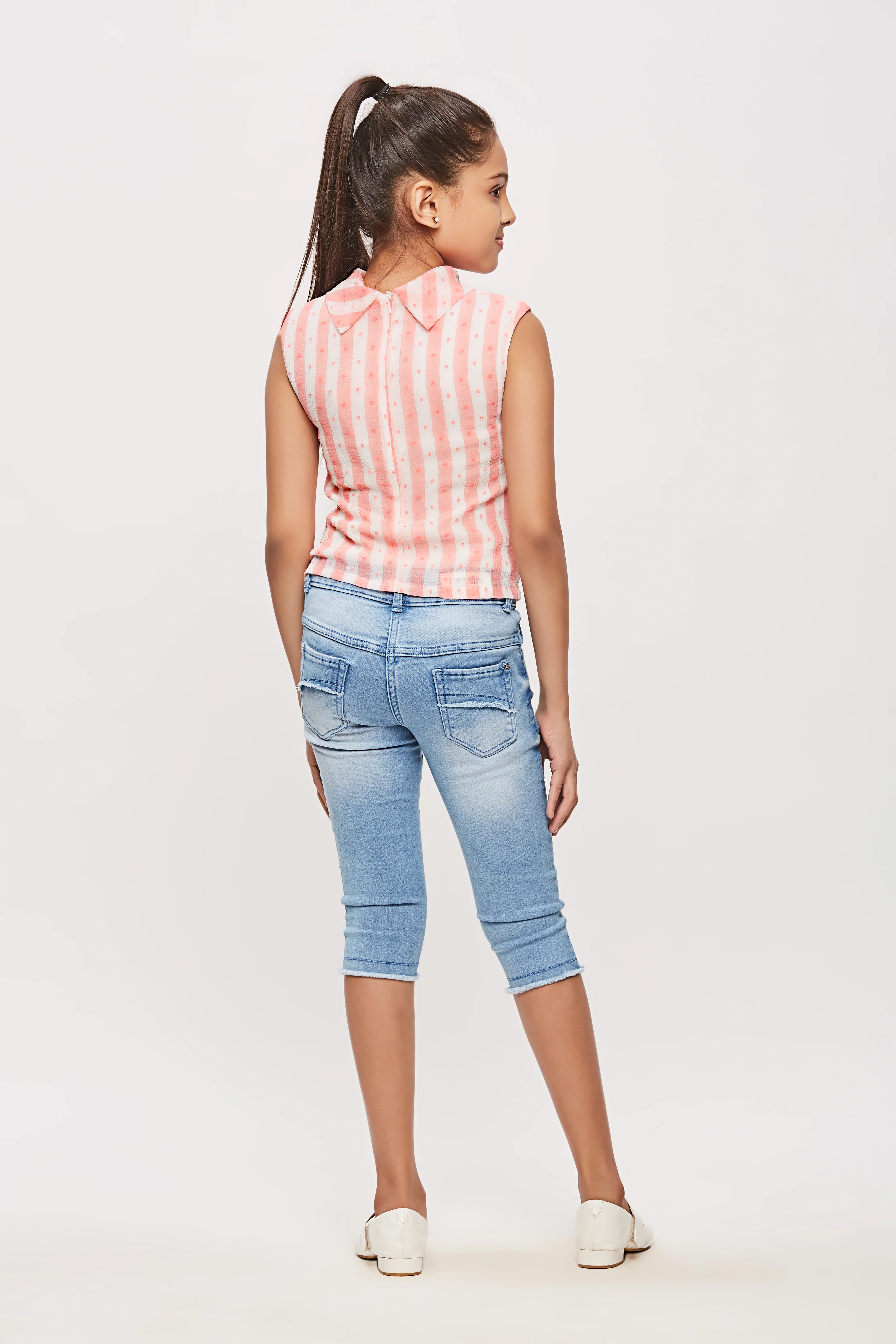 Peach Striped Sleeveless Top TG5016 - Image 3