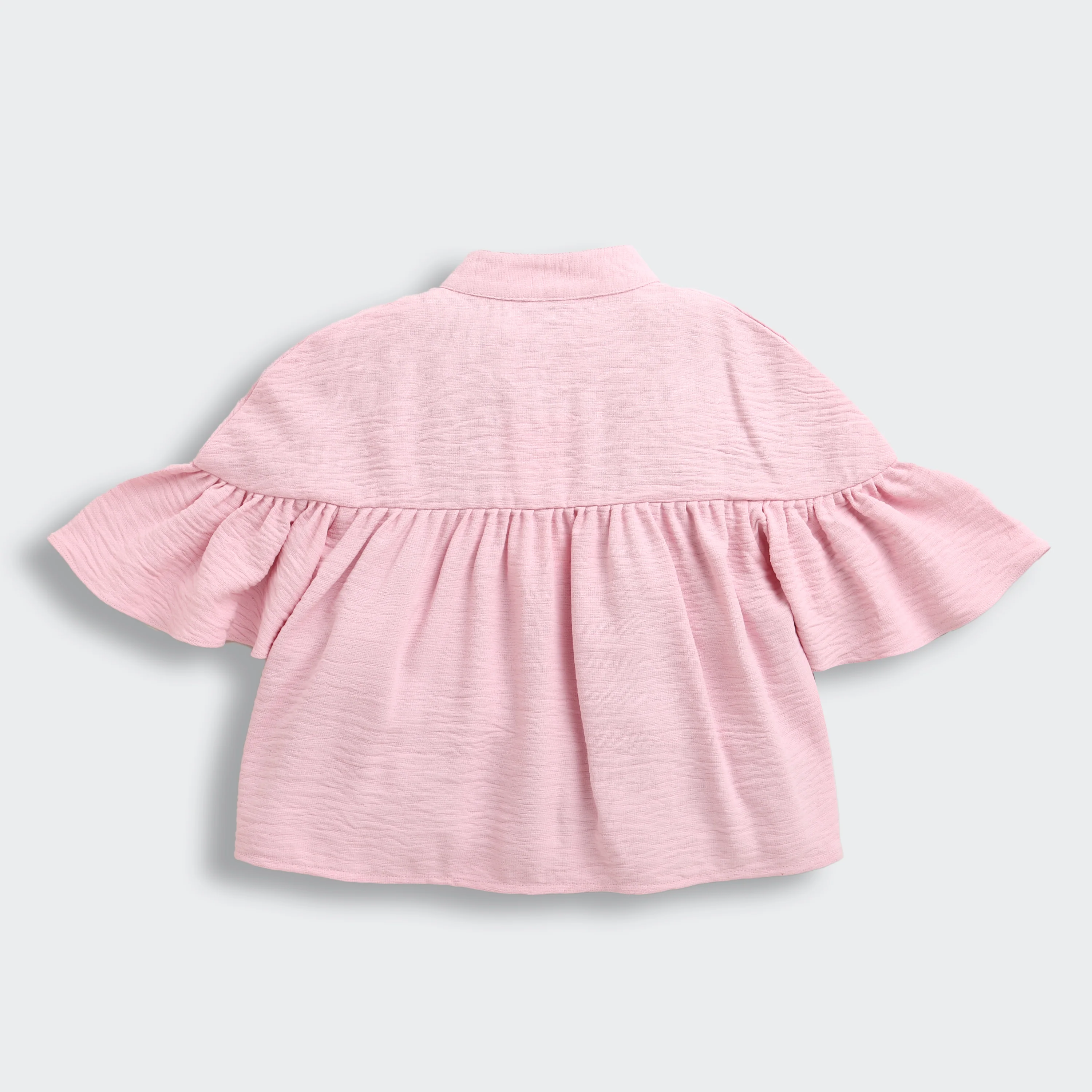 Pink Embroidered Flare Sleeve Yoke Top TG6521 - Image 8