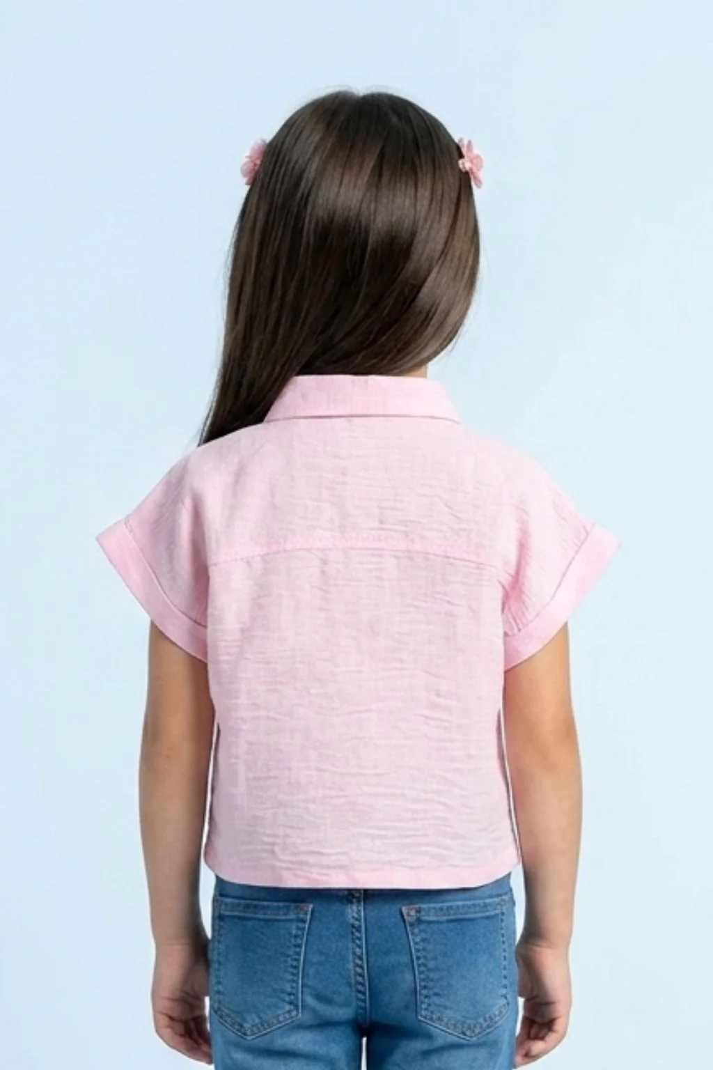 Pink Embroidered Lace Shoulder Shirt TG6522 - Image 2