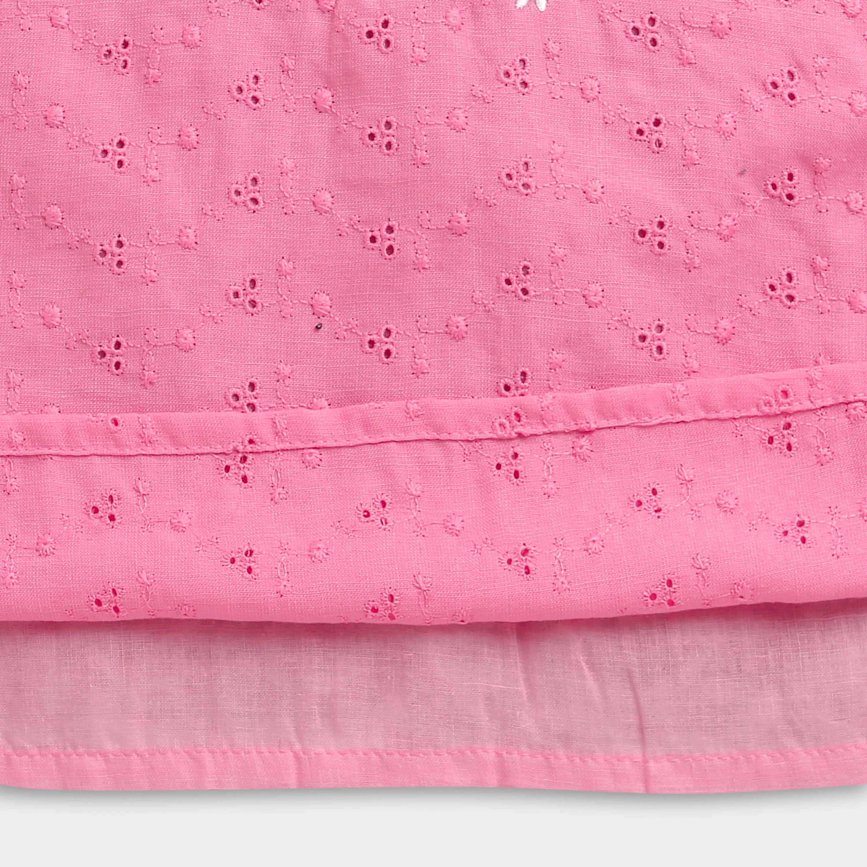Pink Floral Embroidered Eyelet Cotton Top TG6356 - Image 7