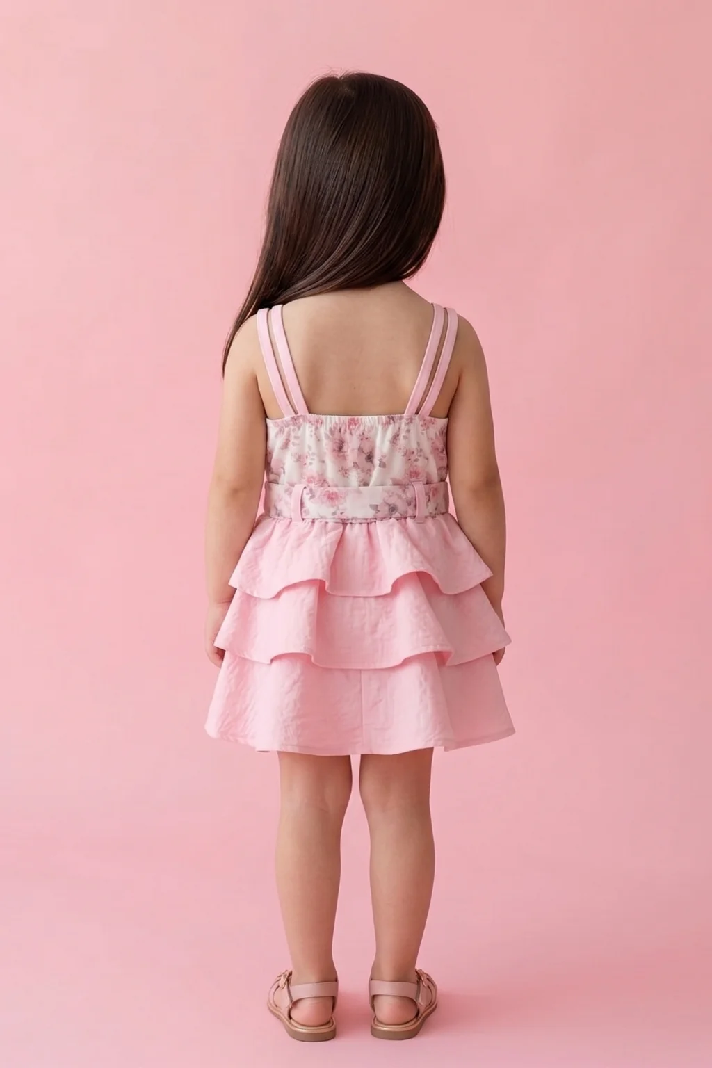 Pink Floral Layered Dress TSIM018 - Image 2
