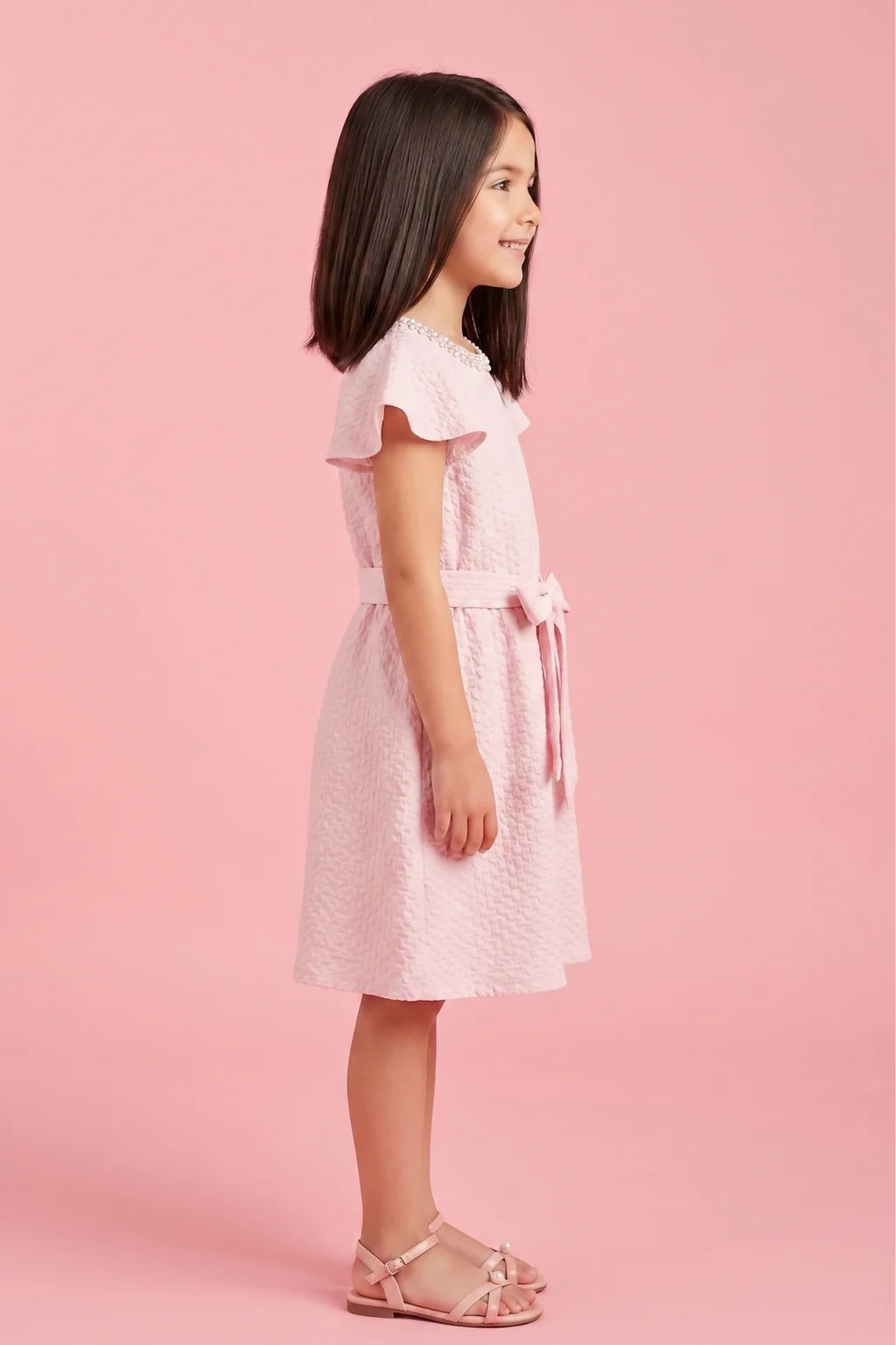 Pink Layered Net Dress M2025 - Image 4