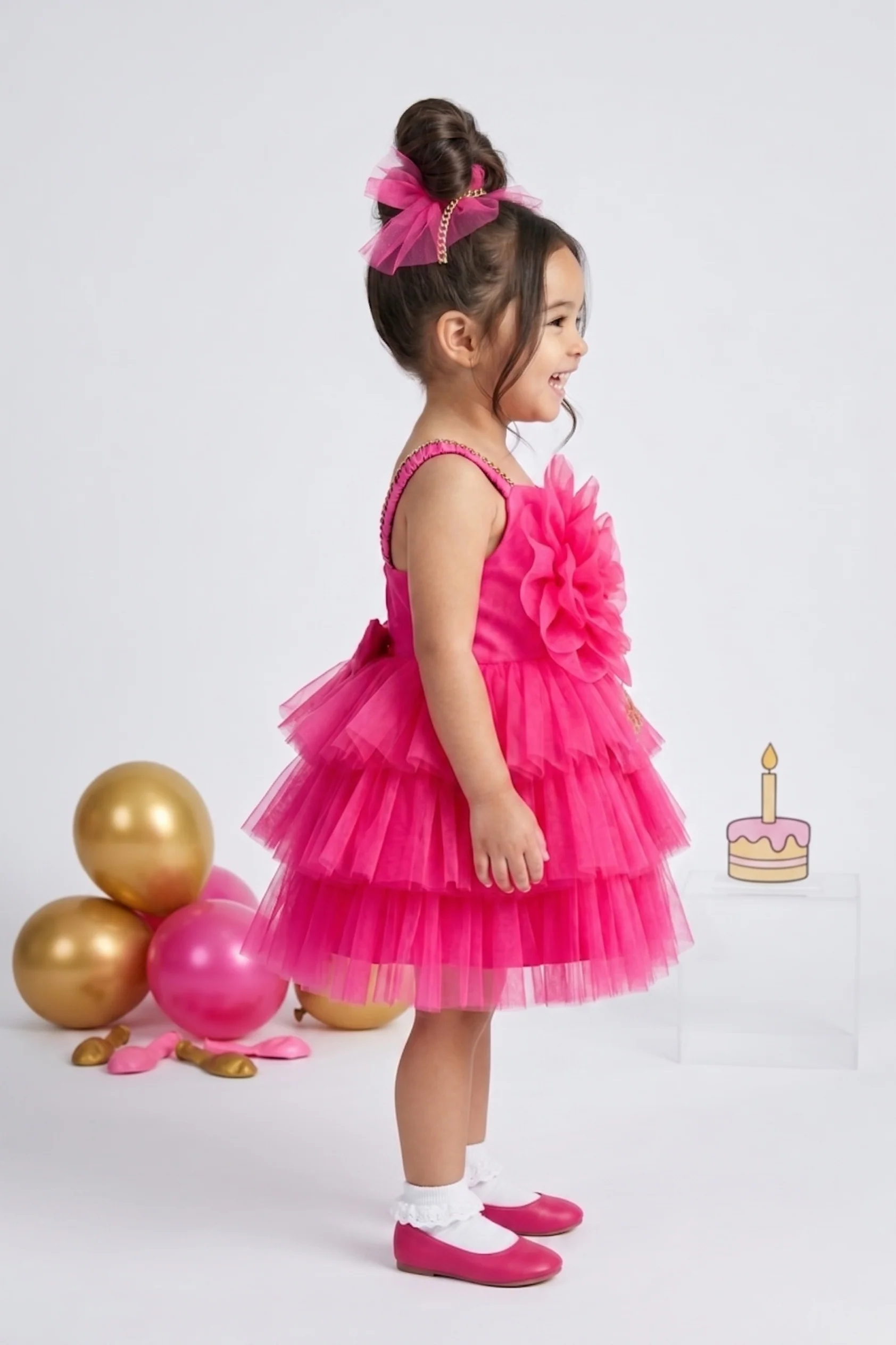 Pink Layered Tulle Dress BAF285 - Image 3