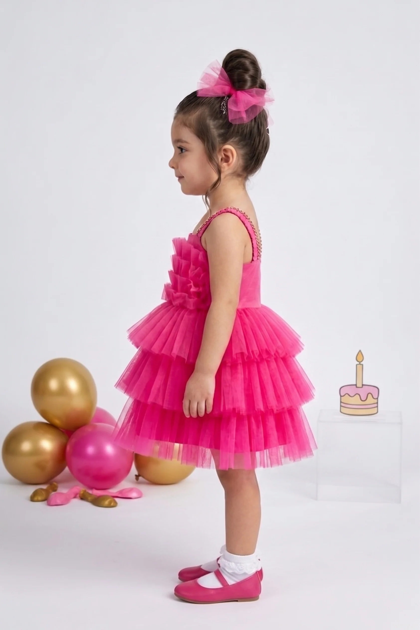 Pink Layered Tulle Dress BAF285 - Image 4