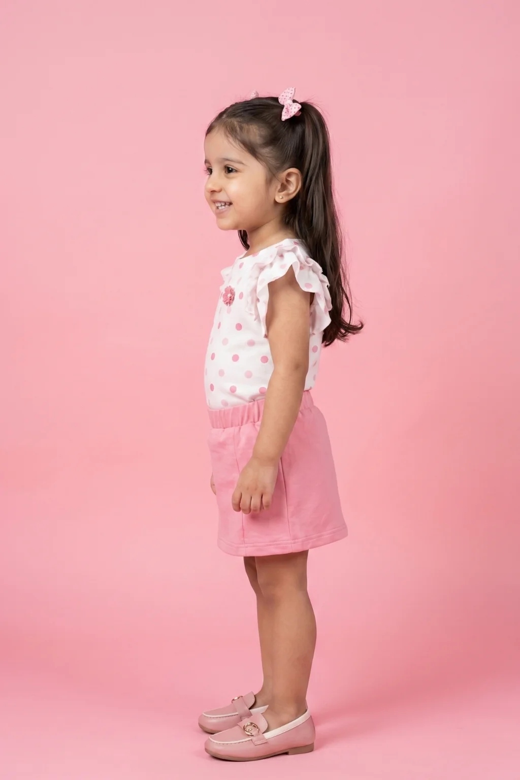 Pink Polka Dot Top & Skirt Set TSISET036 - Image 3