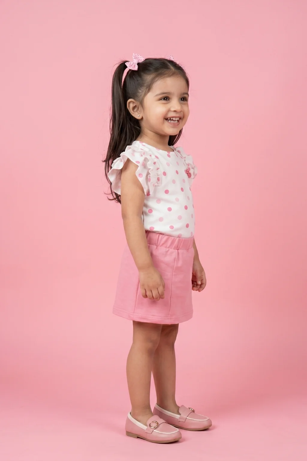 Pink Polka Dot Top & Skirt Set TSISET036 - Image 4