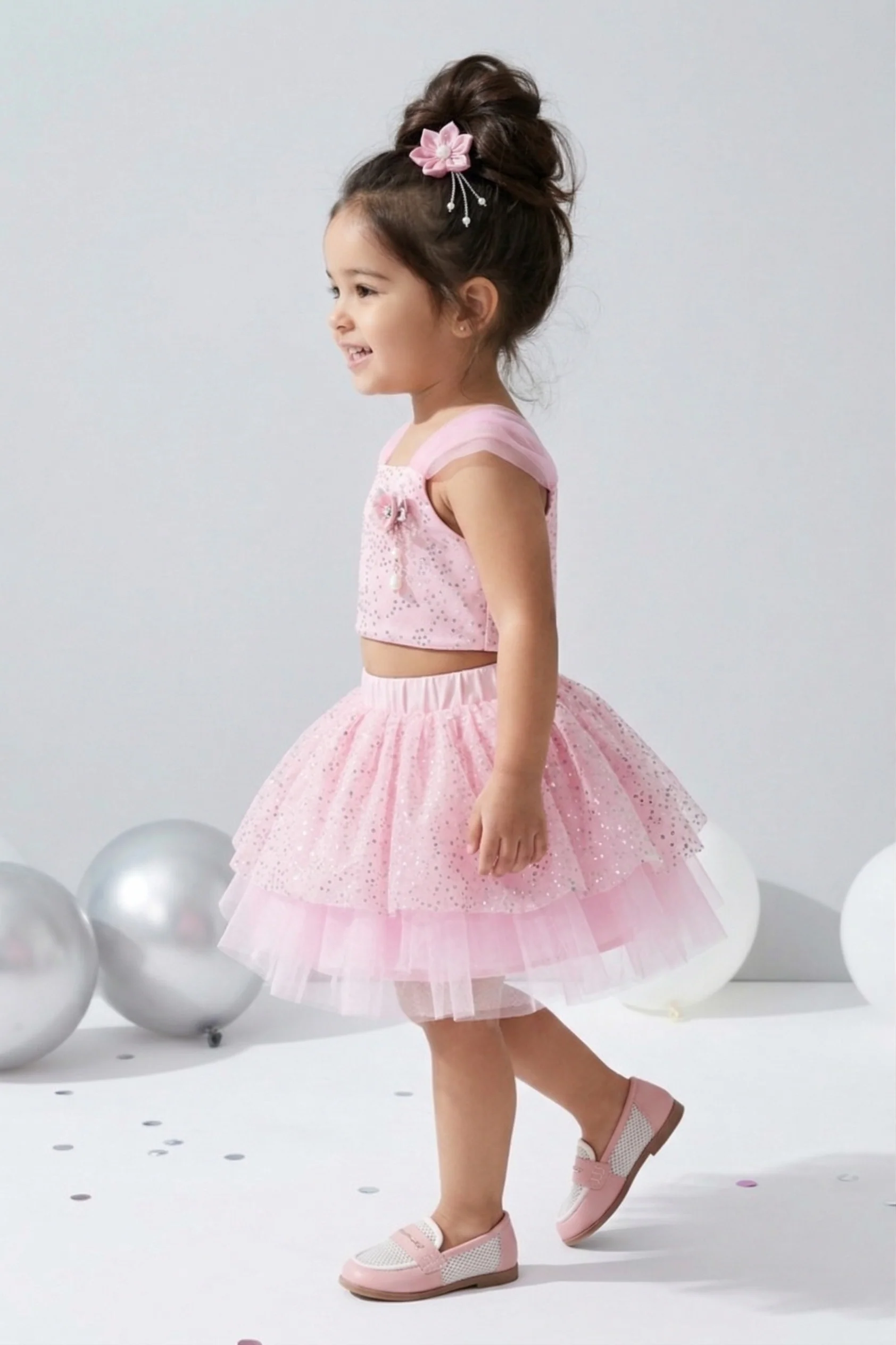 Pink Sparkle Tulle Top and Skirt Set TSSET40201 - Image 5
