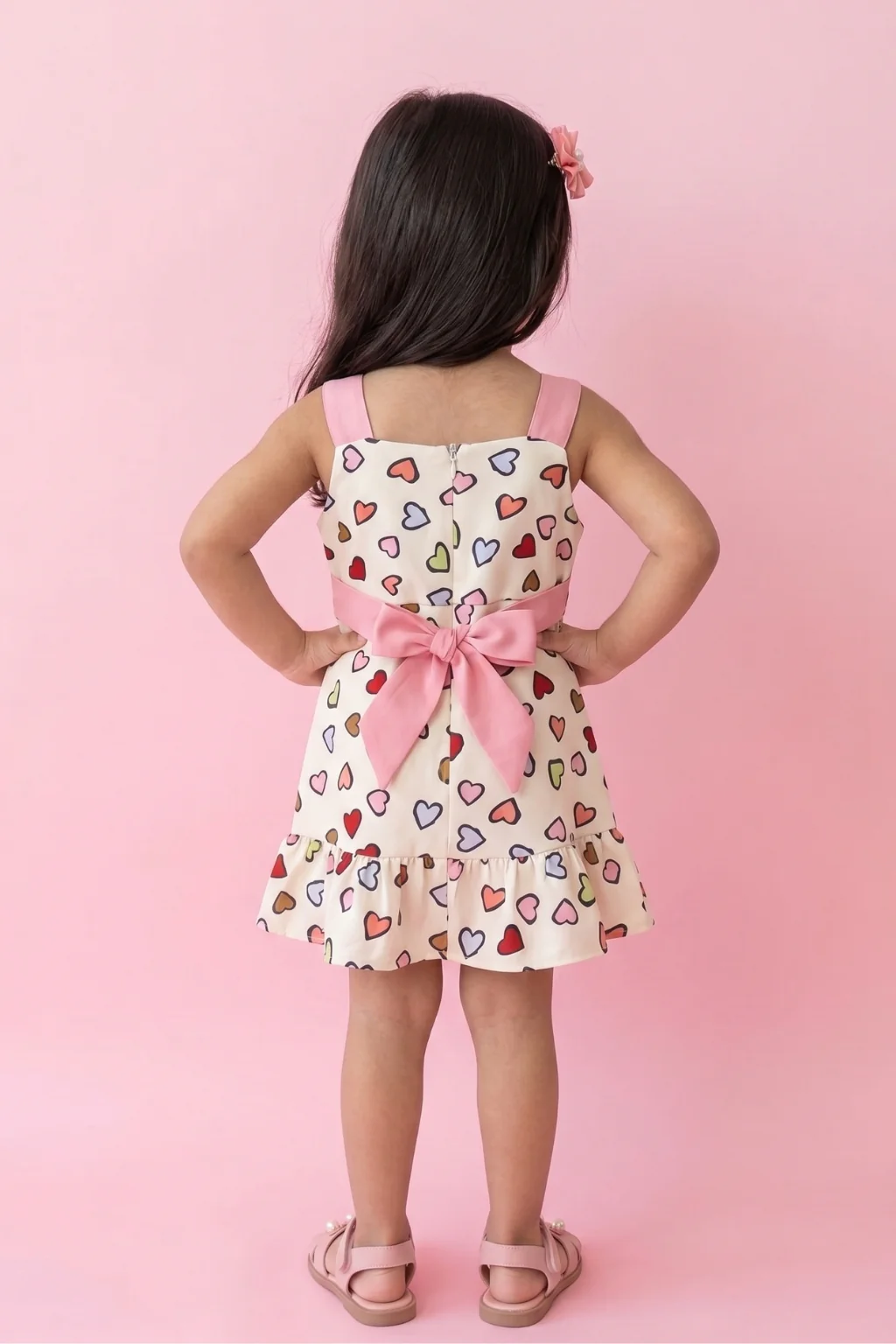 Pink Strap Ruffle Hem Dress TSIM039 - Image 2