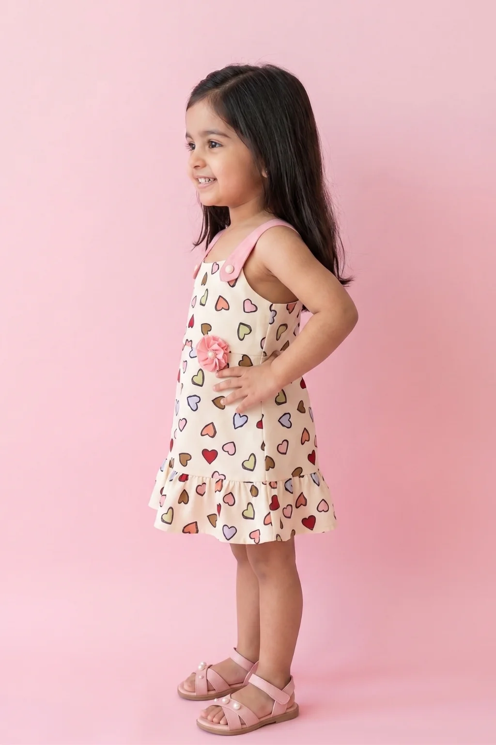 Pink Strap Ruffle Hem Dress TSIM039 - Image 3