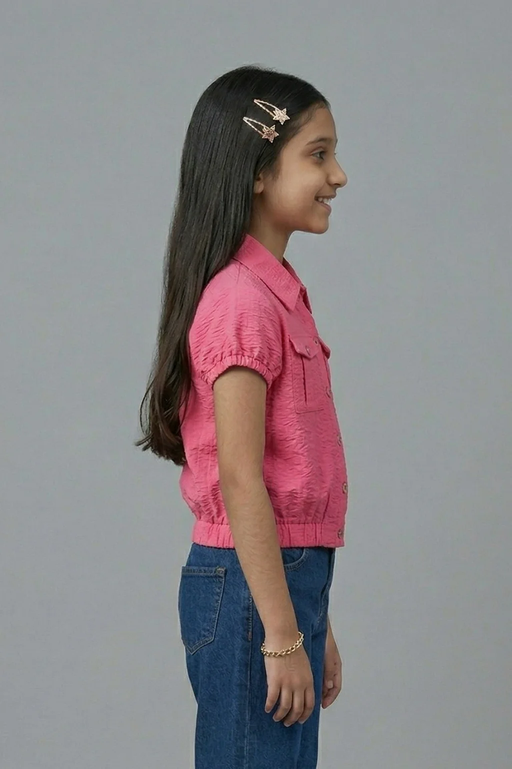 Pink Textured Cotton Shirt Top TG6206 - Image 3