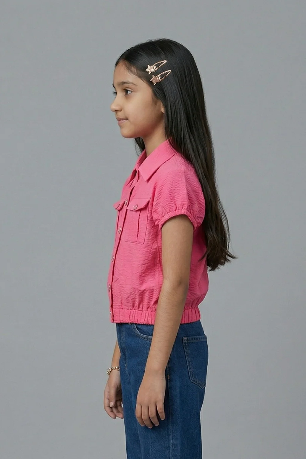 Pink Textured Cotton Shirt Top TG6206 - Image 4