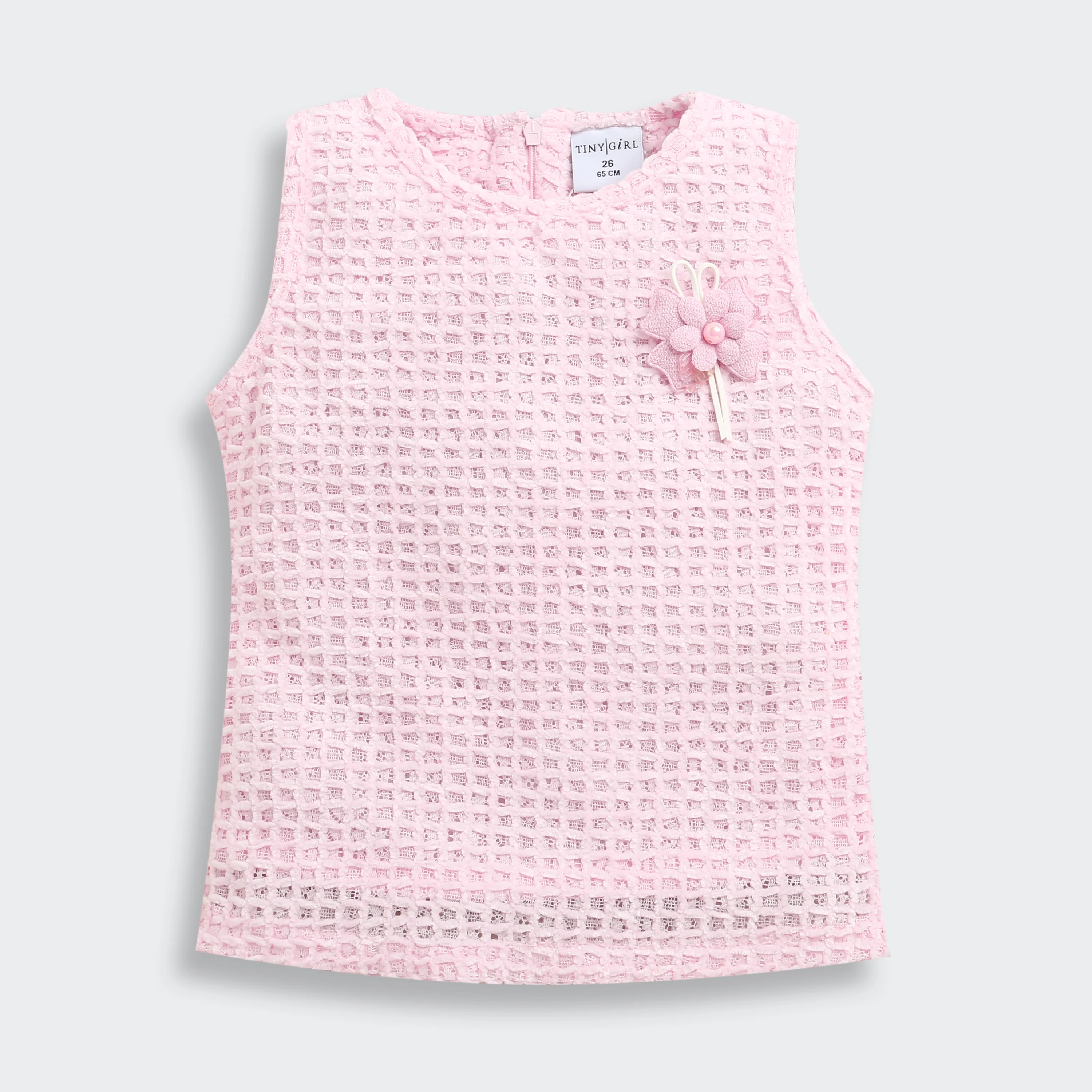 Pink Textured Sleeveless Top TG6367