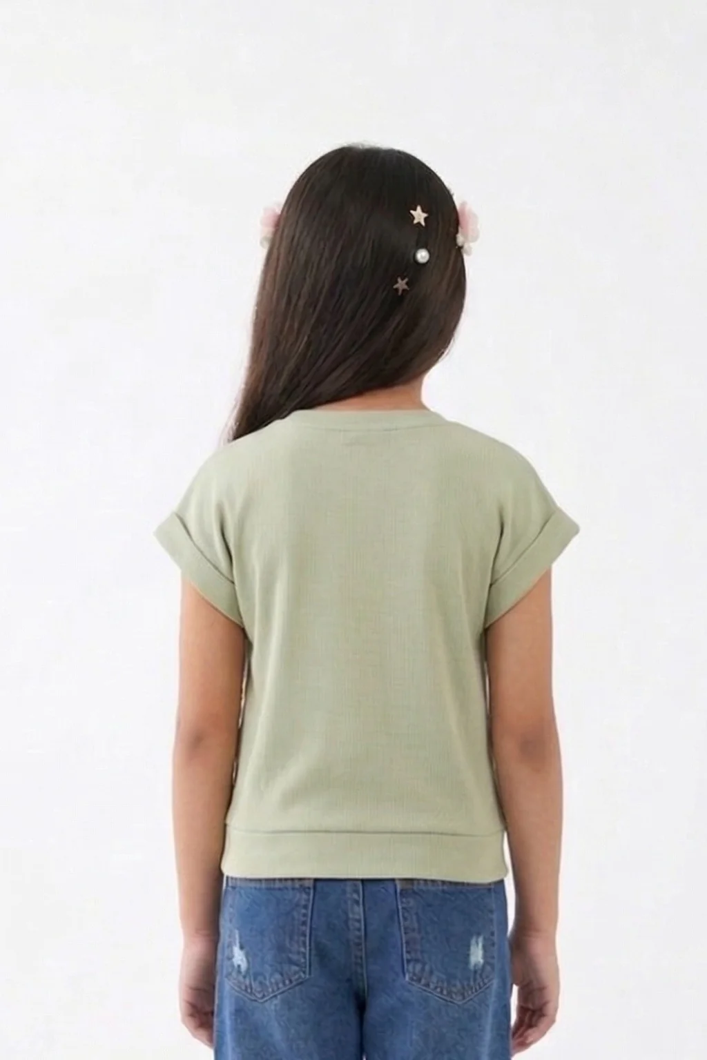 Pista Green Floral Print Top TG6168 - Image 2