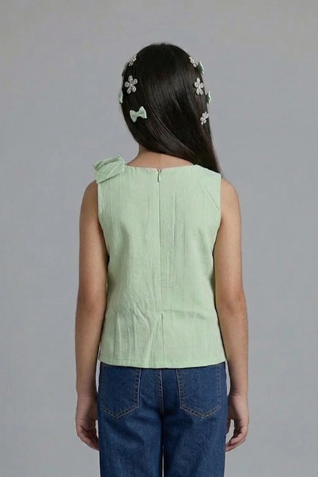 Pista Green Textured Bow Top TG5050 - Image 2