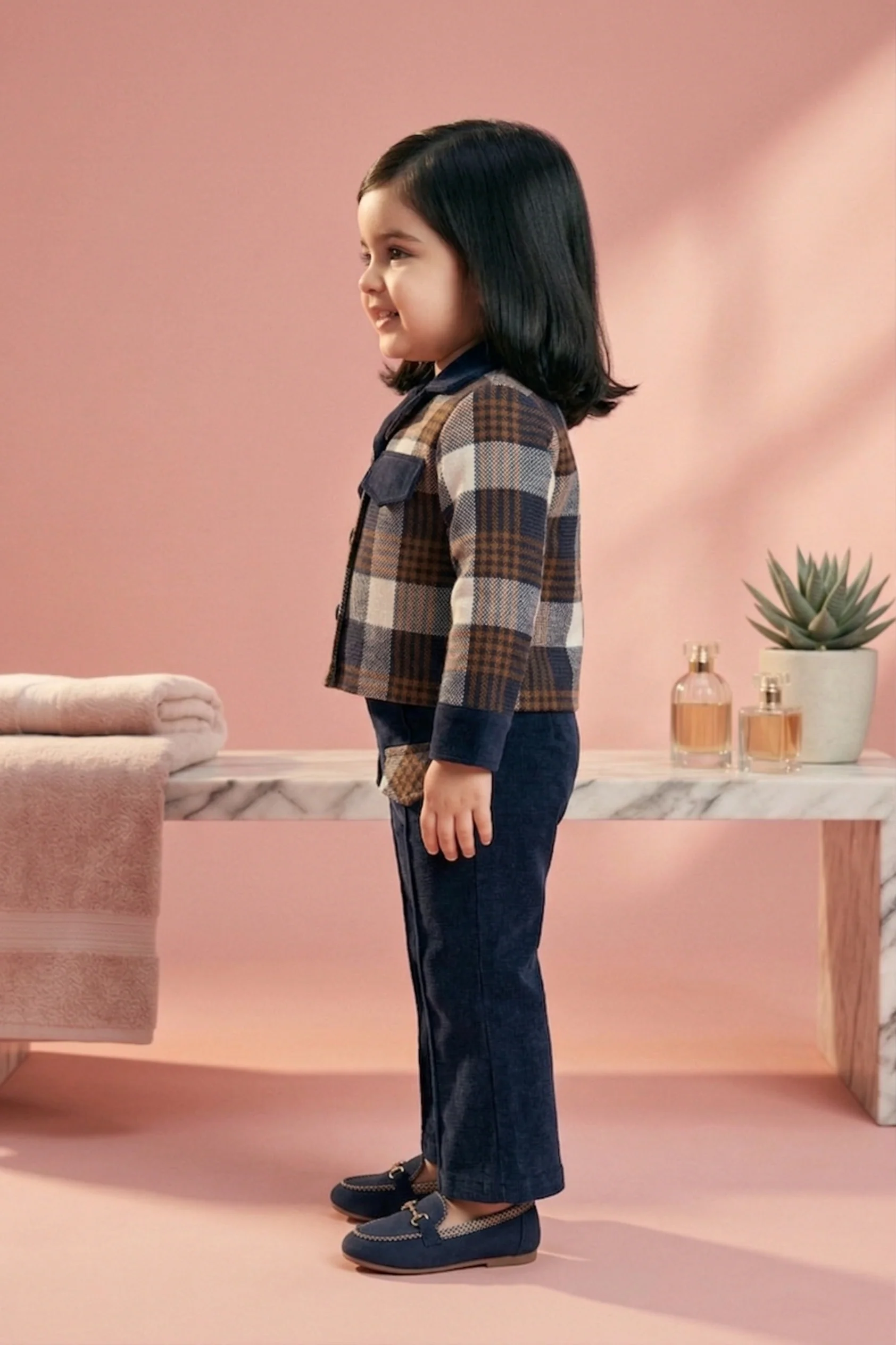 Plaid Jacket & Black Flared Pants Set TSSET40550 - Image 4