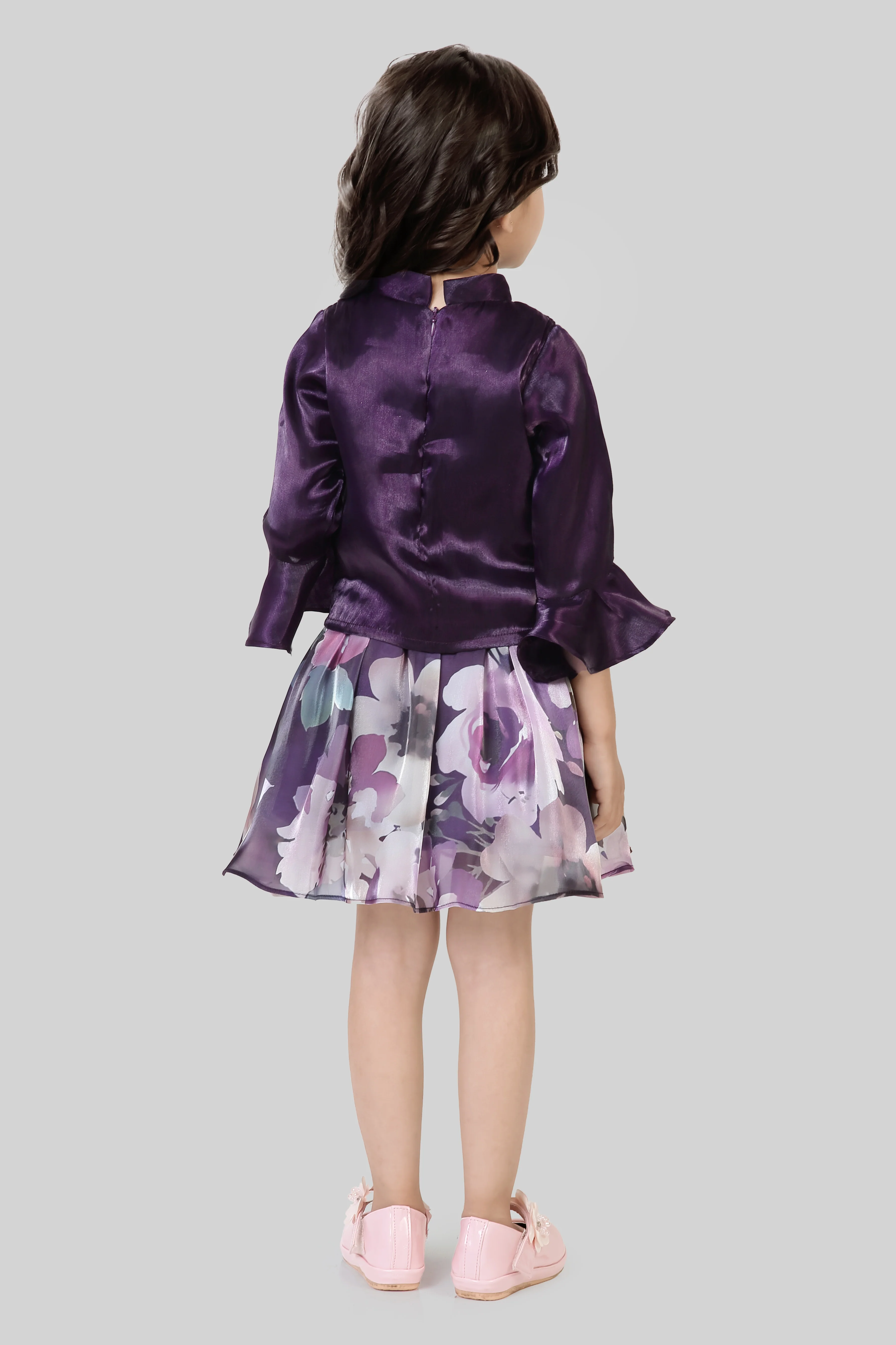 Plum Ruffle Top & Floral Skirt Set TSSET40535 - Image 8