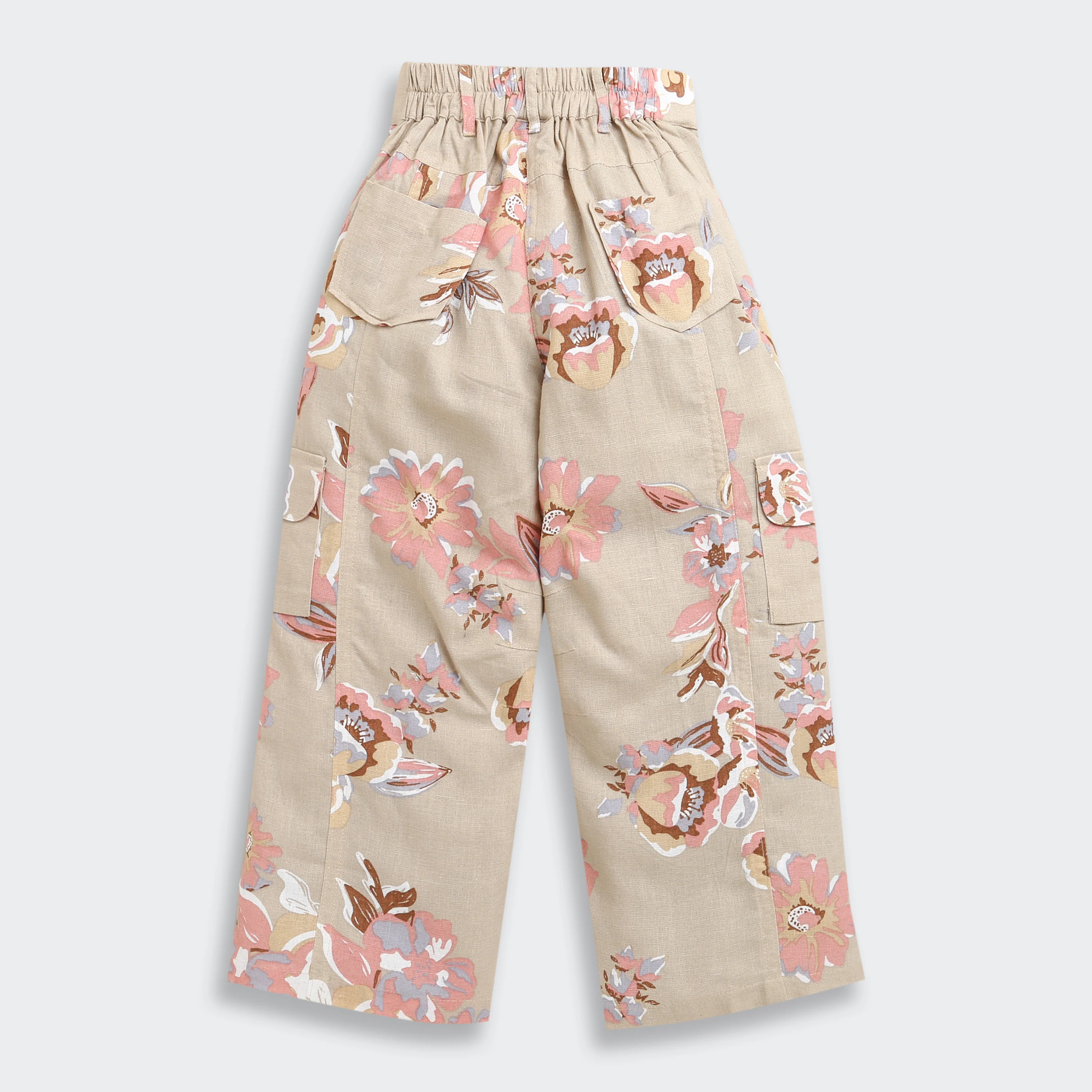 Printed Beige Cargo Jeans P1605 - Image 6