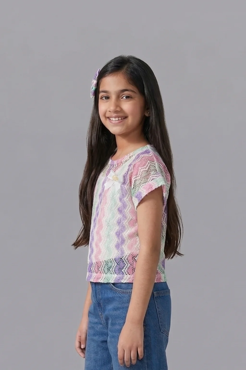 Printed Cotton Shirt Top with Puff Sleeves TG6212 - Image 4