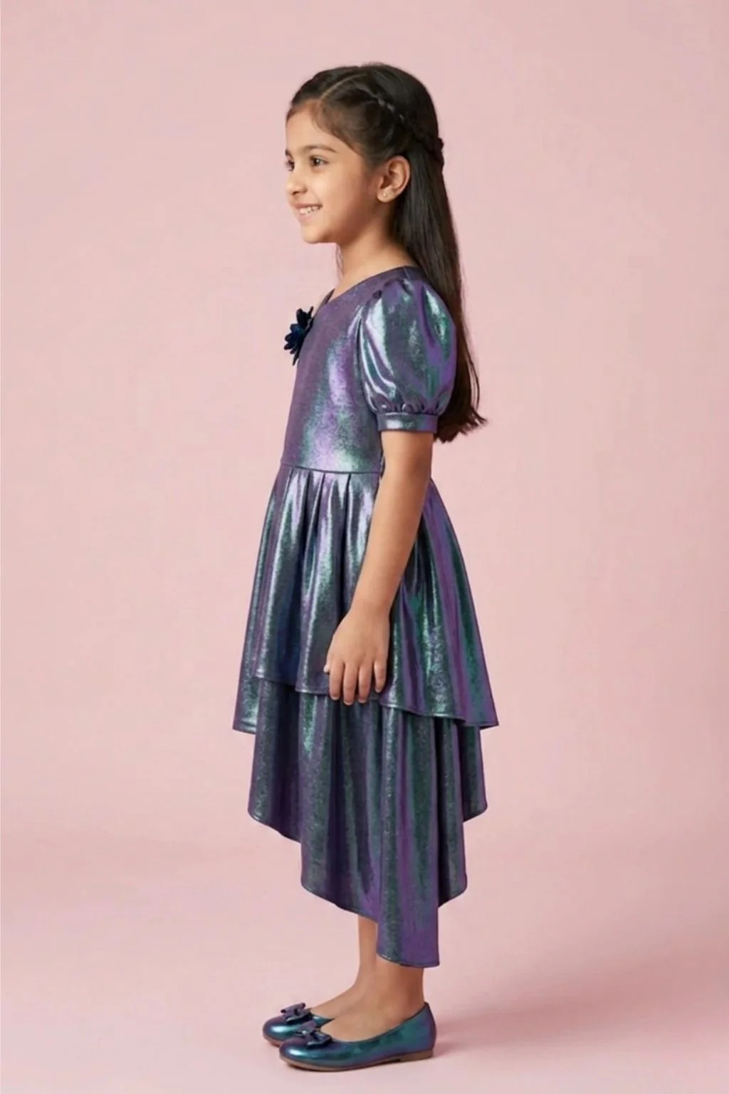 Purple One-Shoulder Shimmer Dress M2062 - Image 4