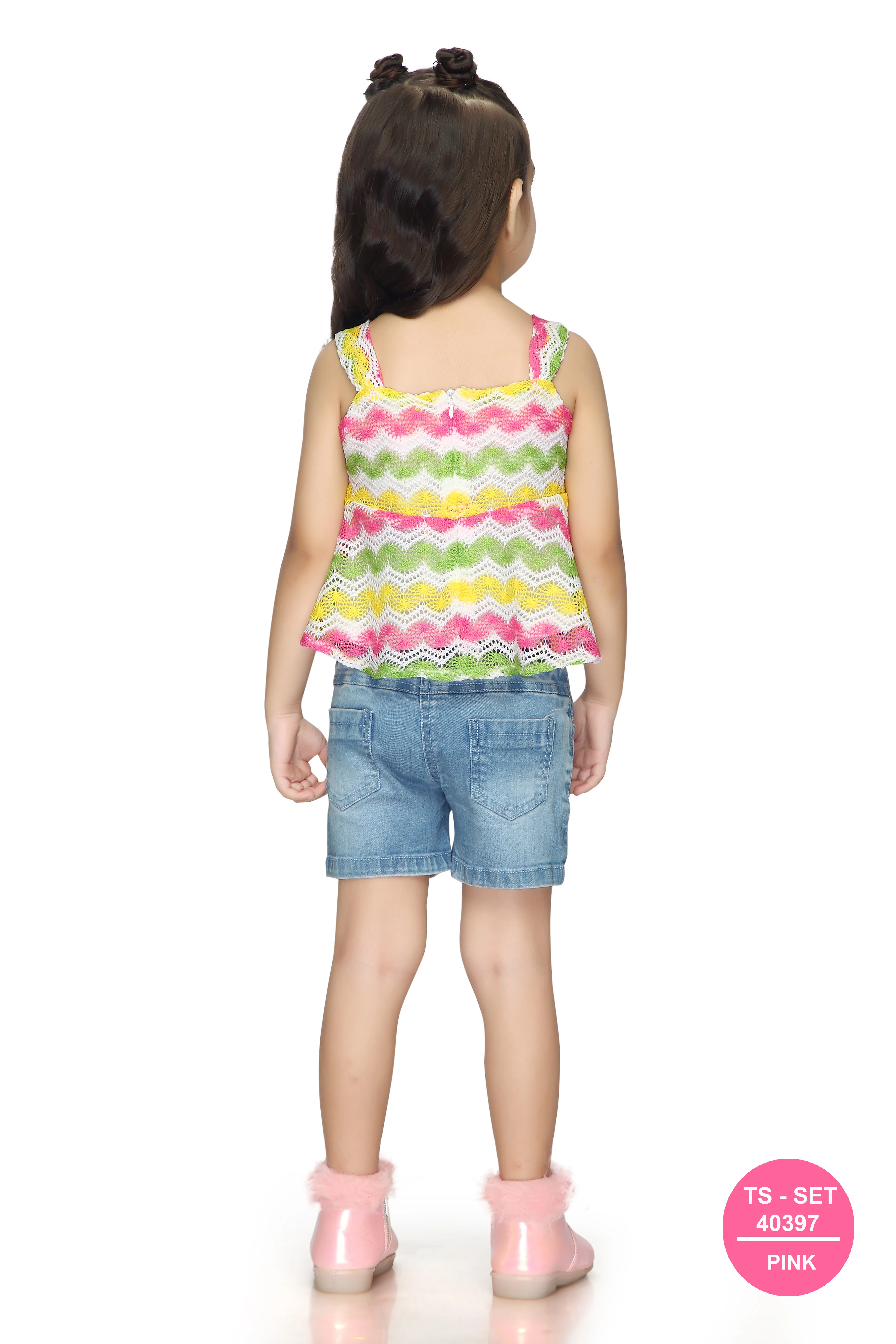 Rainbow Zigzag Top & Denim Shorts Set TSSET40397 - Image 8