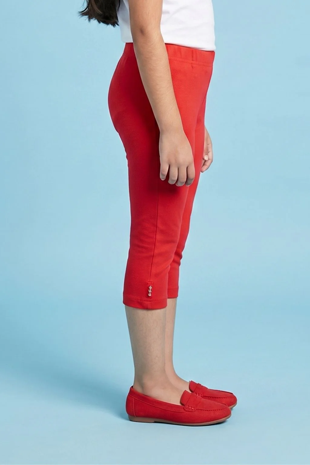 Red 3/4th Slim Fit Leggings LG725 - Image 3