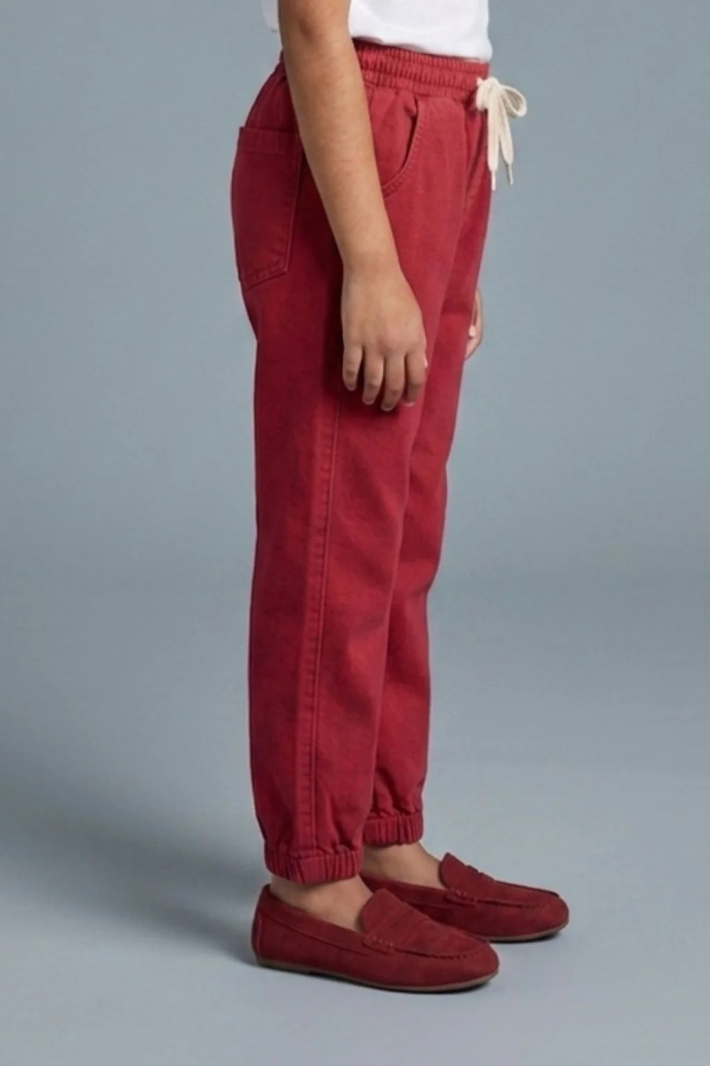 Red Jogger Pants with Cherry Patch P1692 - Image 3