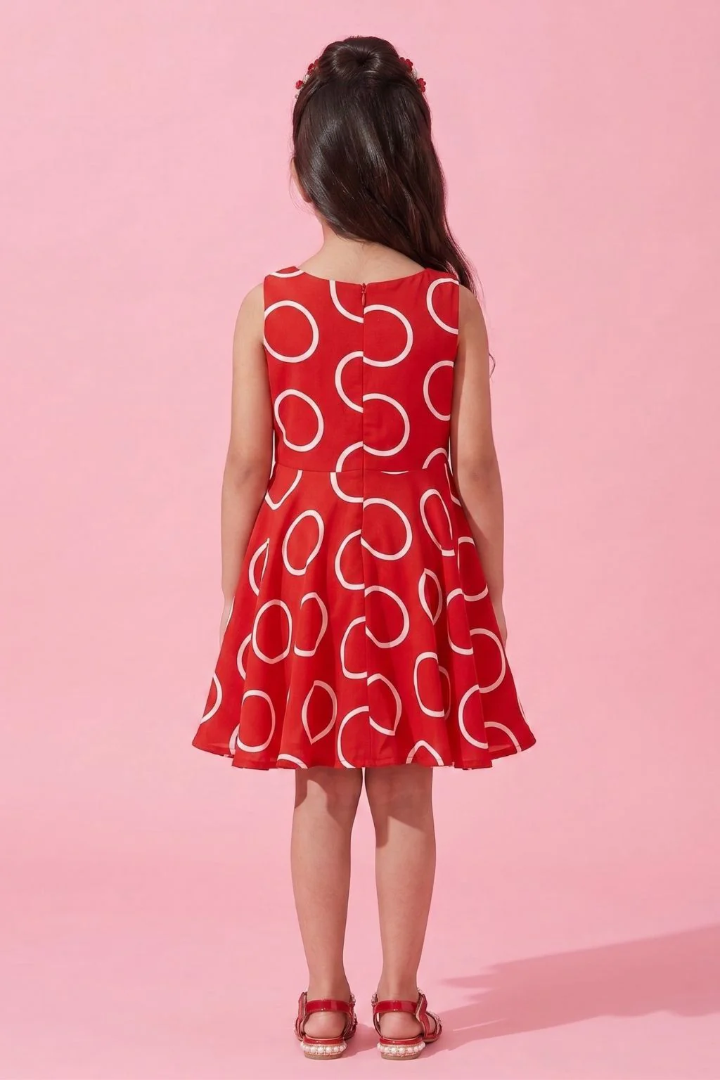 Red Printed Party Dress M1395 - Image 2