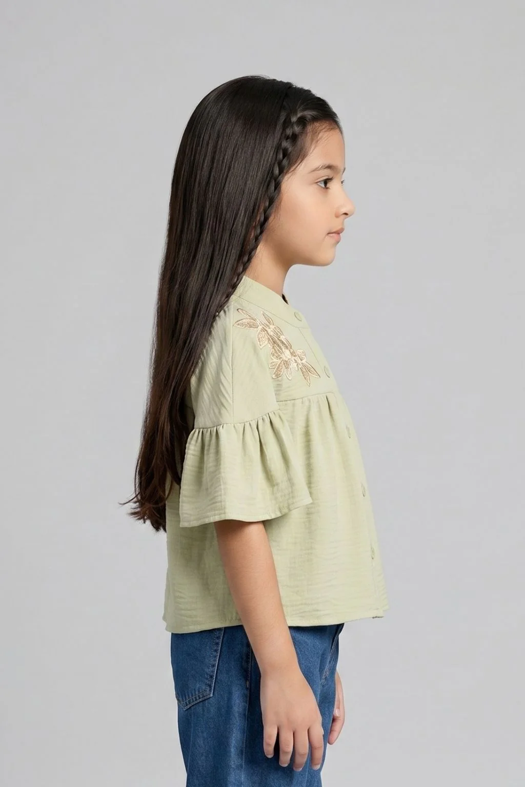 Sage Green Embroidered Top TG6521 - Image 3