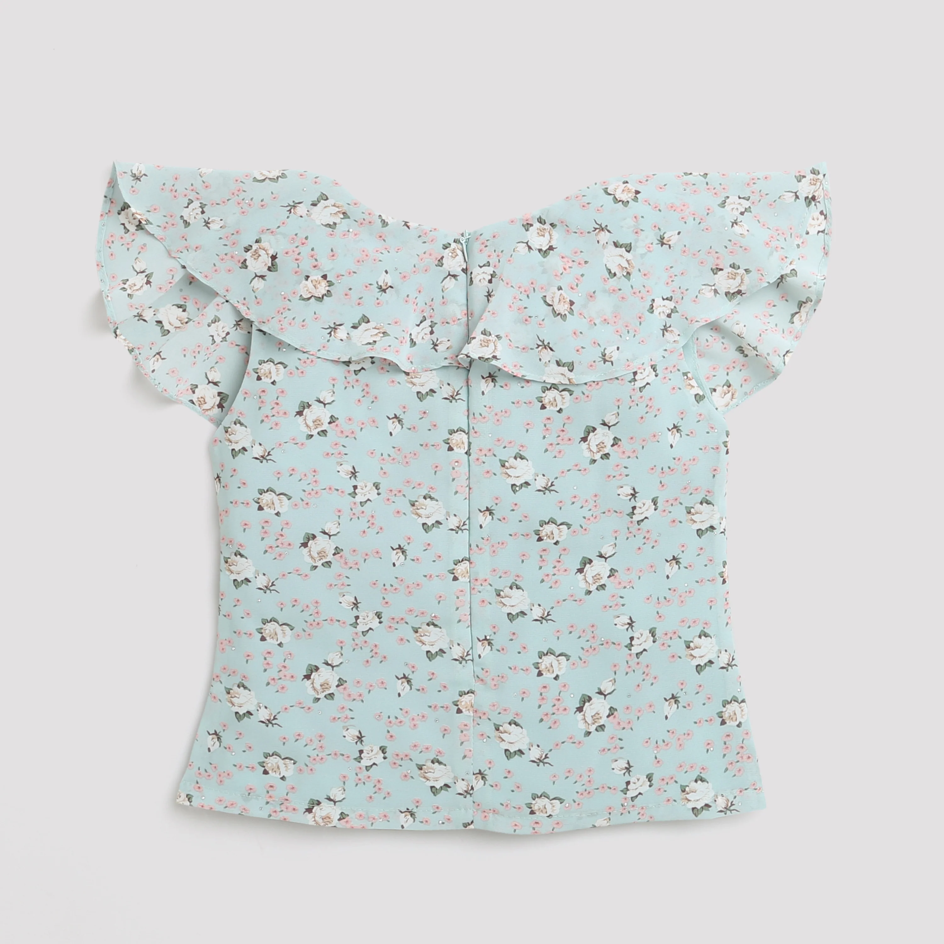 Sea Green Floral Ruffle Top TG5022 - Image 6