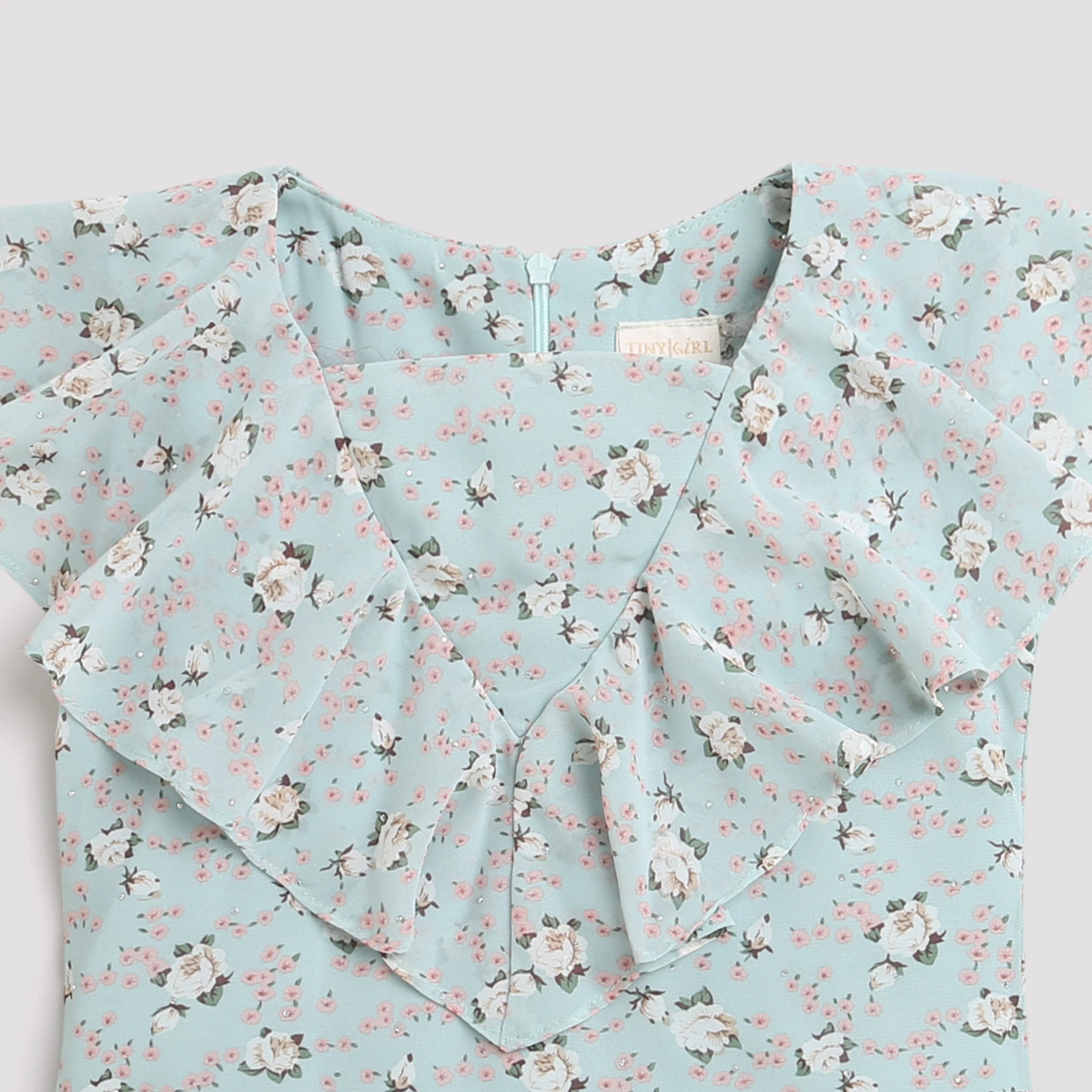 Sea Green Floral Ruffle Top TG5022 - Image 8